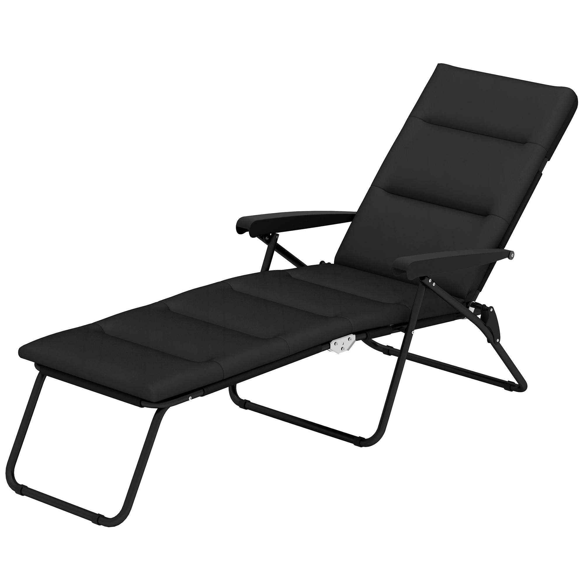 Black Padded Sun Lounger with 6-Position Recline