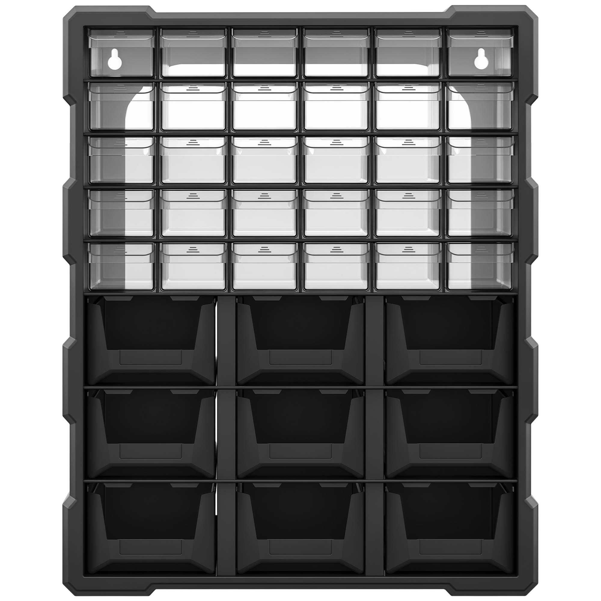 Black 39 Drawer Organiser, 15-Inch Wall-Mount Storage Cabinet