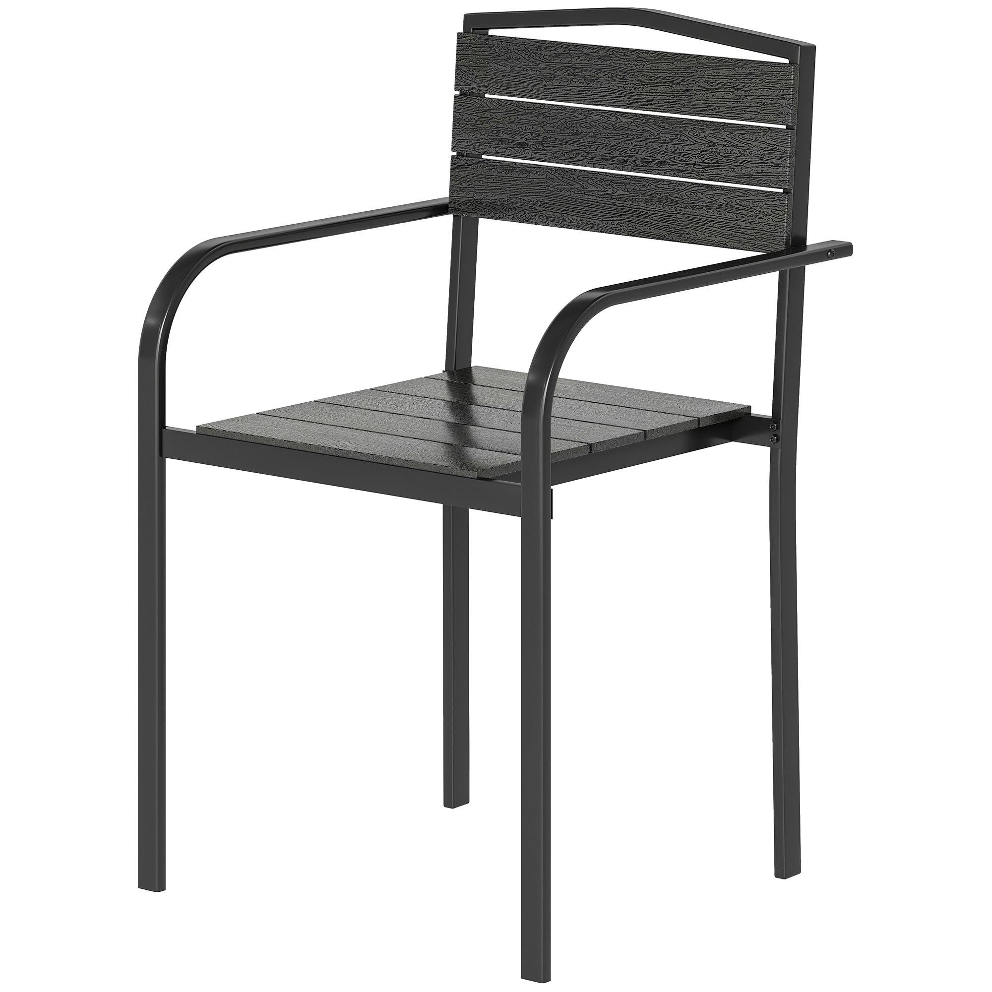 Black HDPE Patio Chairs, Stackable Set of 4 for Outdoor Dining