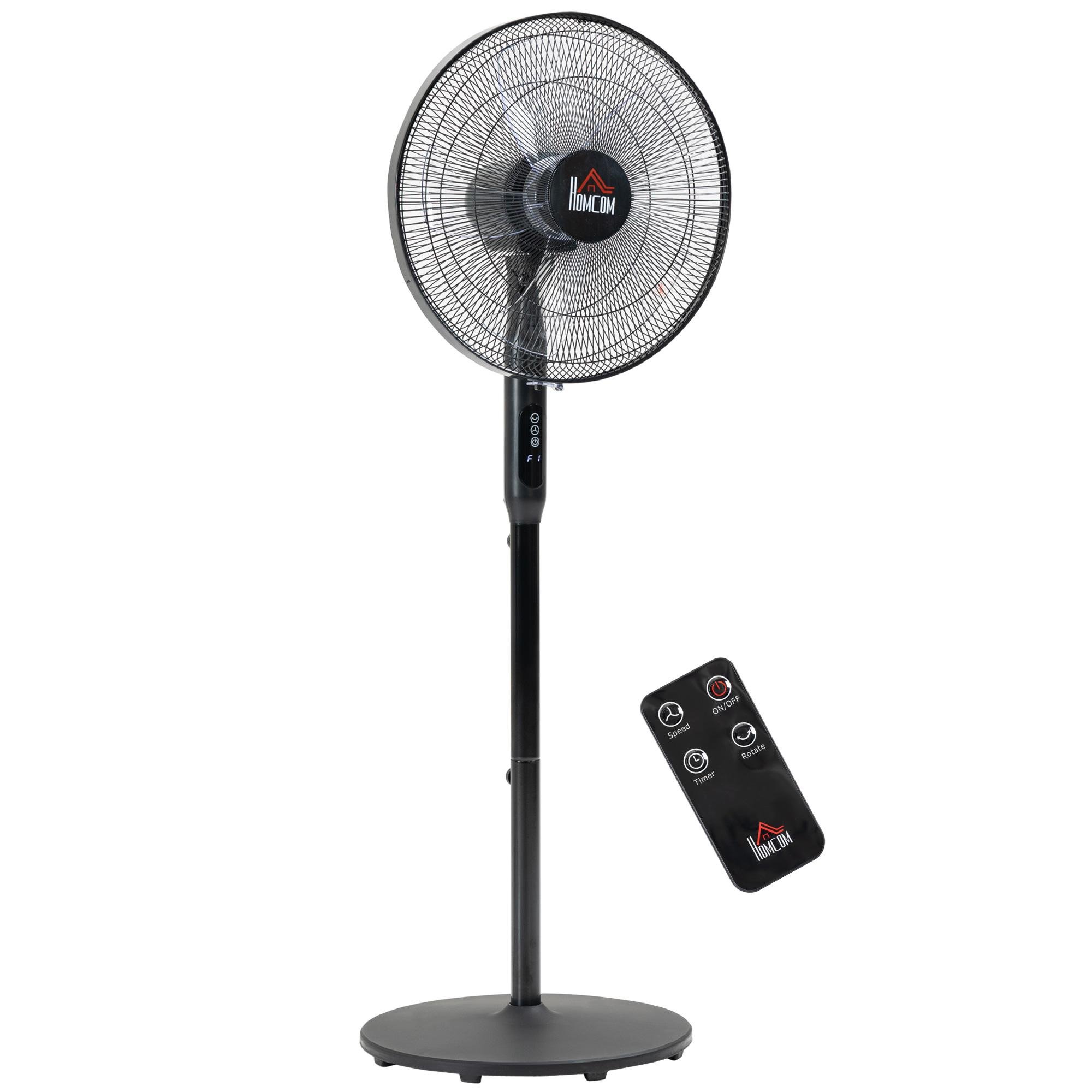 Black Oscillating Pedestal Fan with Remote and 18-Hour Timer