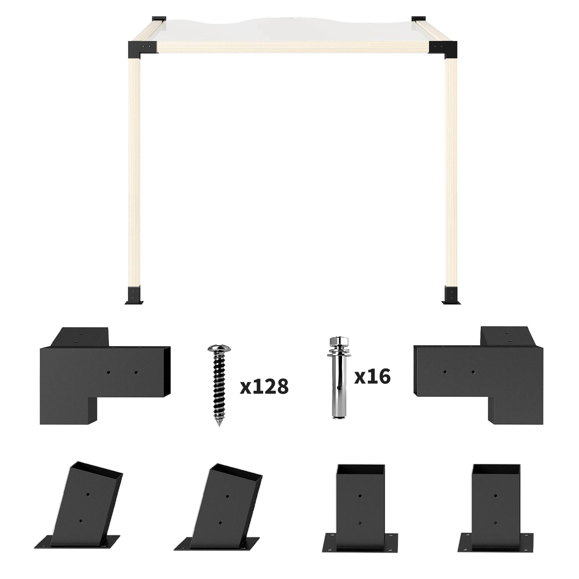 15 Degree Pergola Bracket Kit, Black Steel, 3.6 x 3.6 in