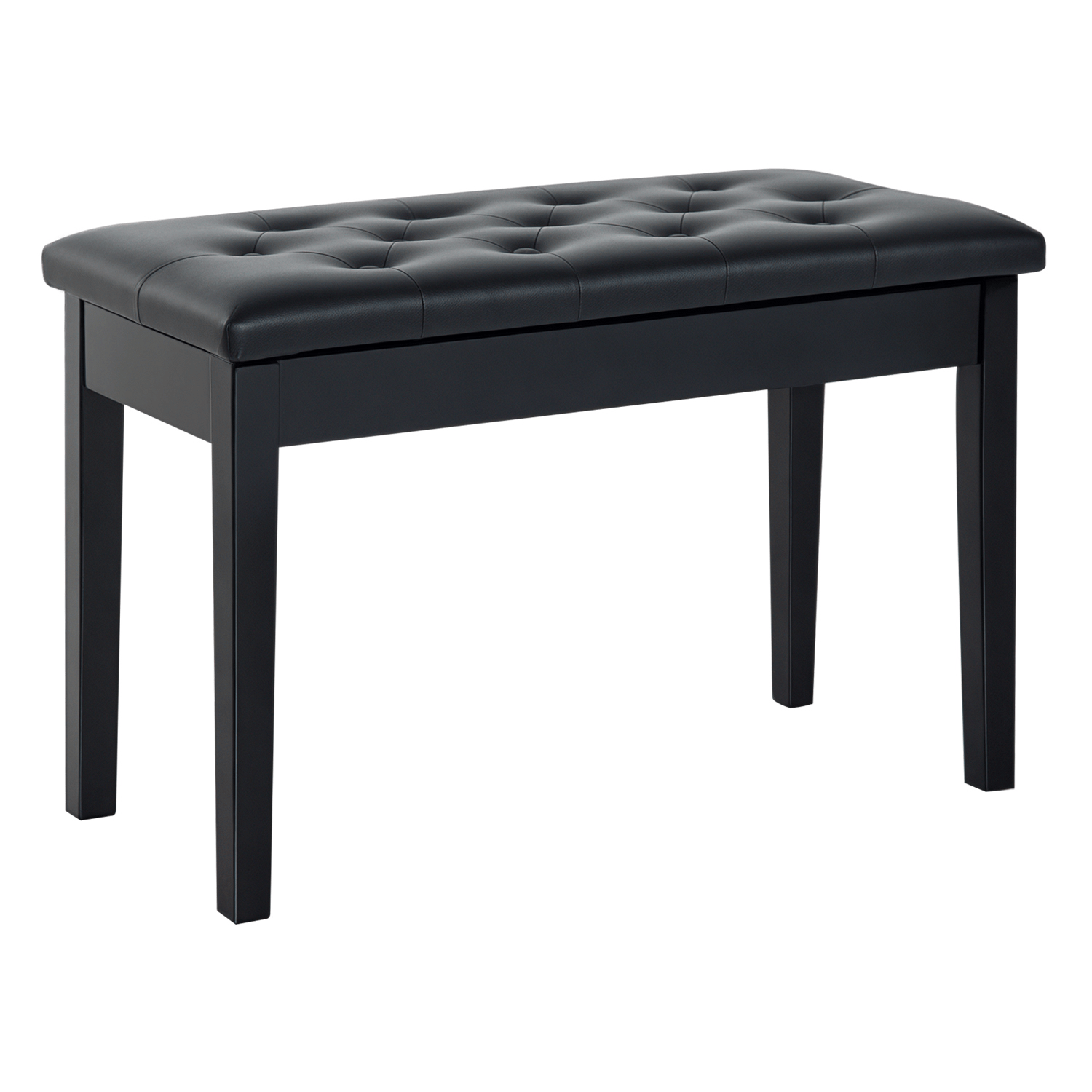 Black 30 Inch Piano Bench with Padded Tufted Seat