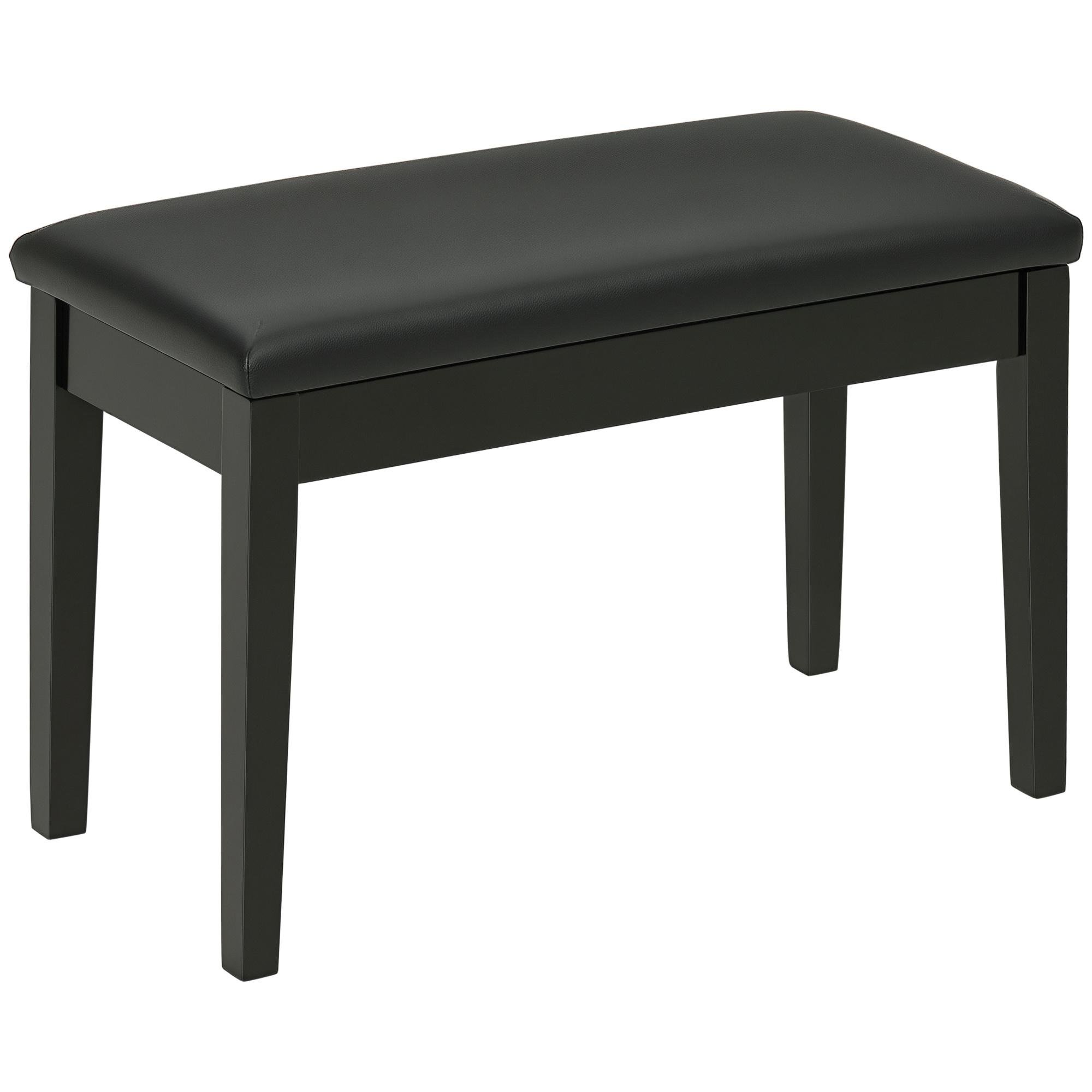 Black PU Leather Piano Bench with Storage, 29.5 in