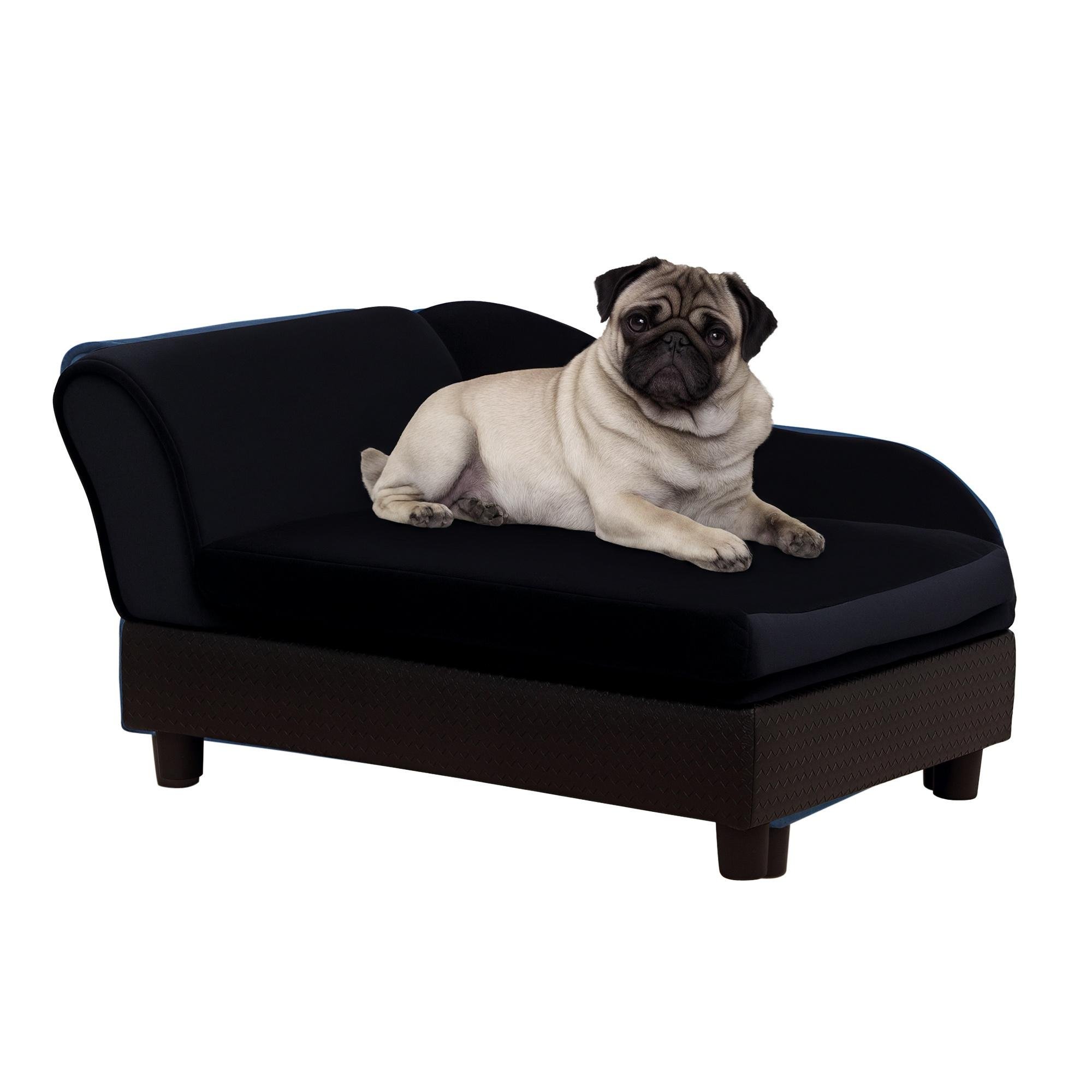 Black Small Dog Sofa with Lift-Up Storage