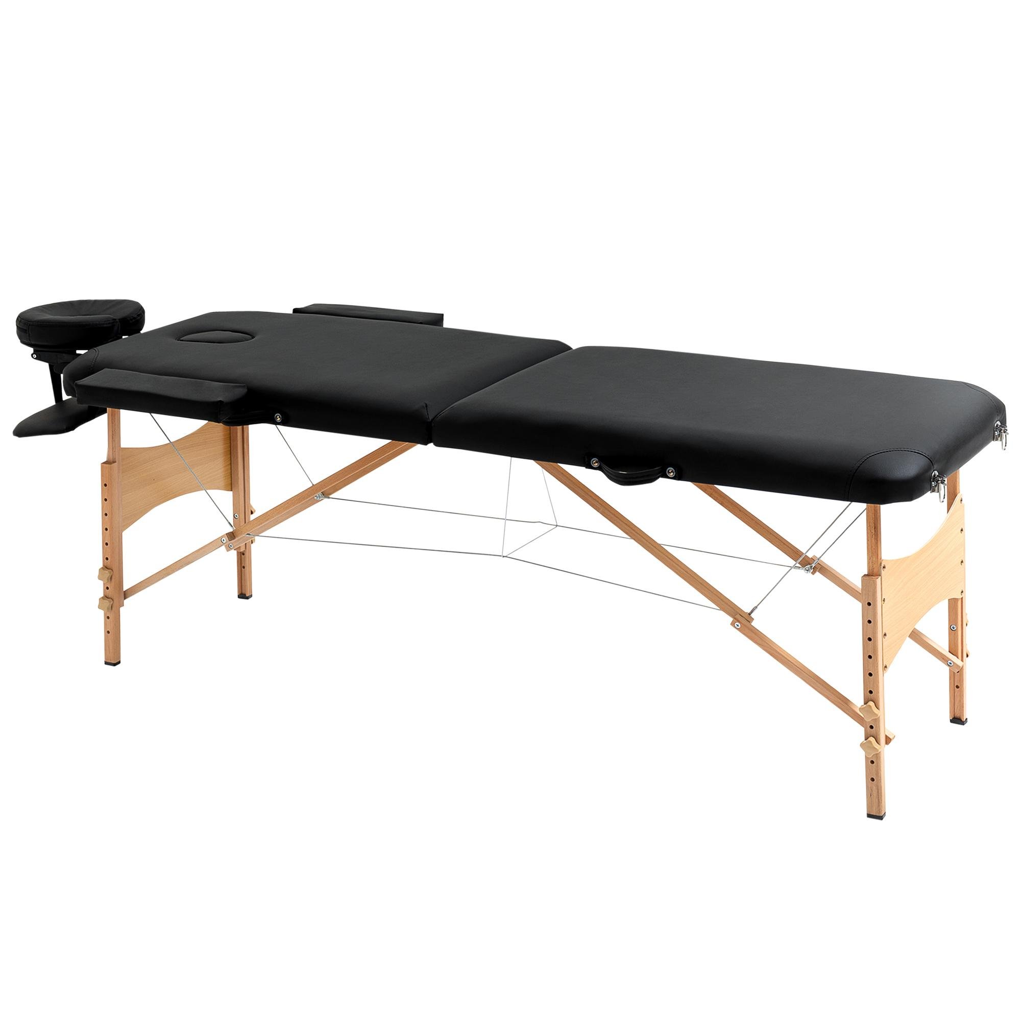 Black Beech Massage Table, Foldable and Height Adjustable
