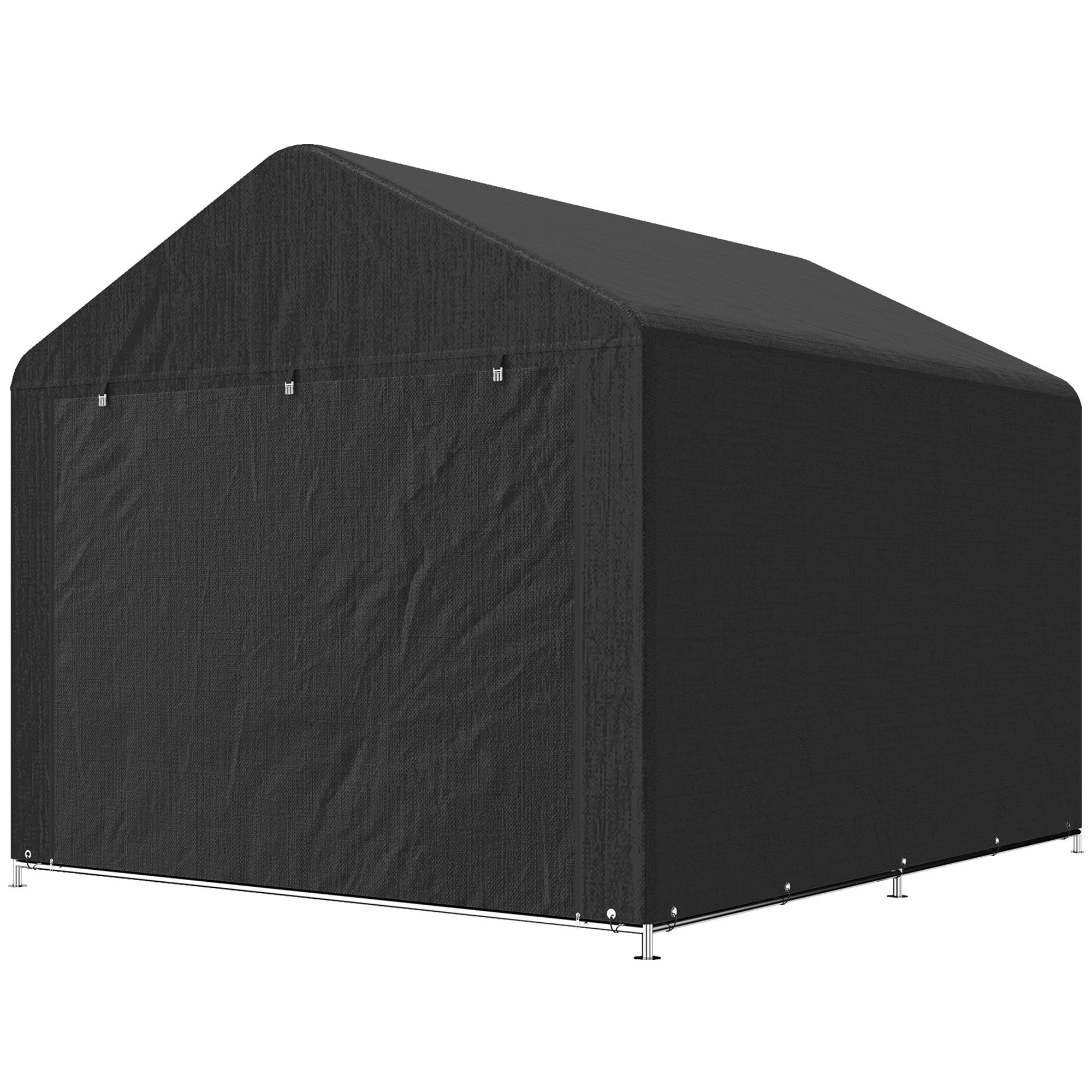 Black 160 gsm storage tent with Roll-Up Door for Bikes