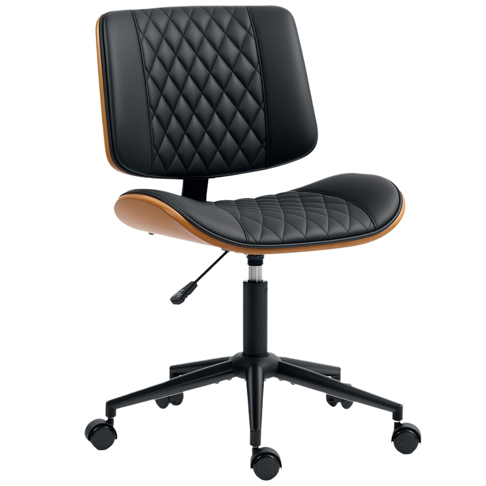 Black PU Leather Desk Chair with Adjustable Height