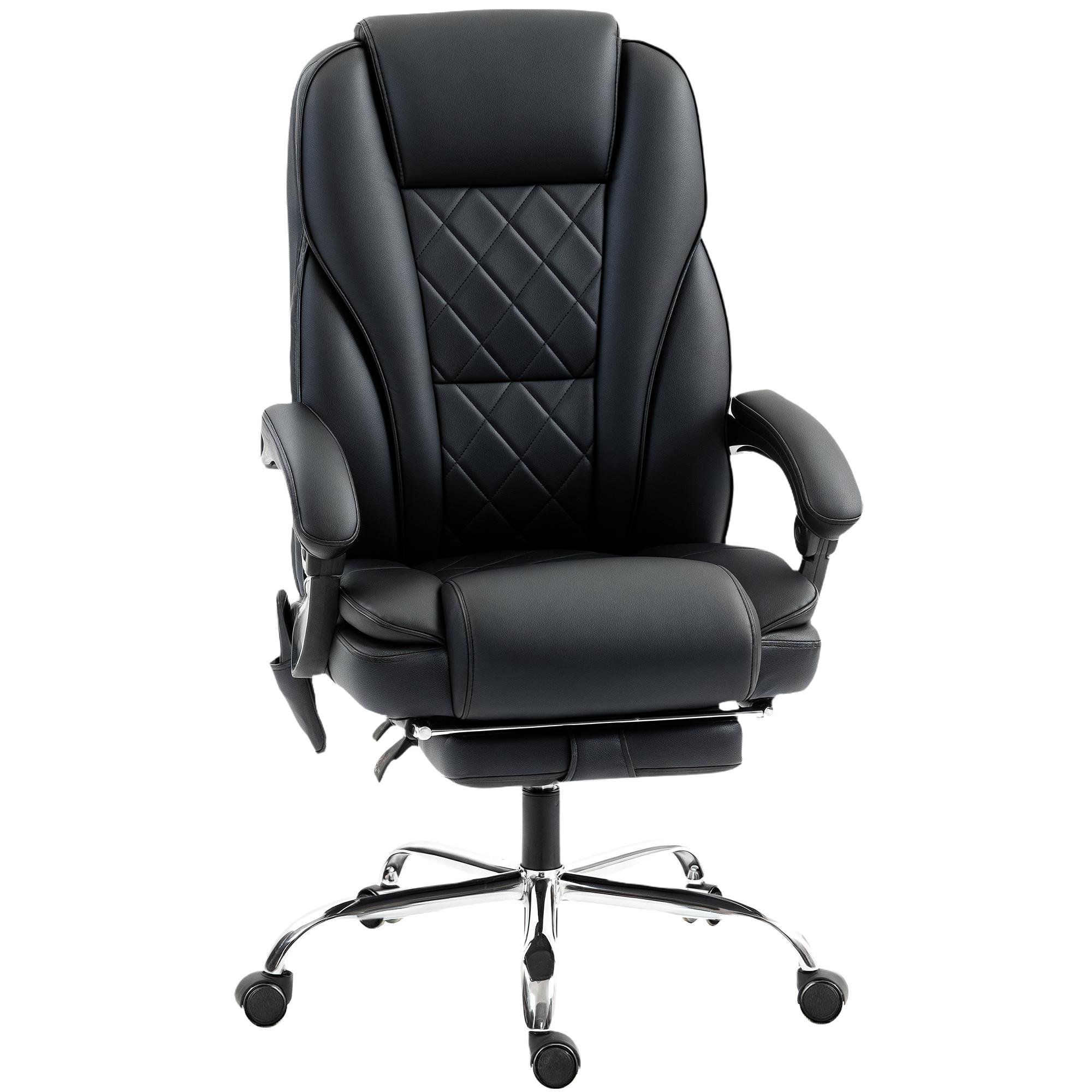 Black PU Massage Recliner Chair with Footrest