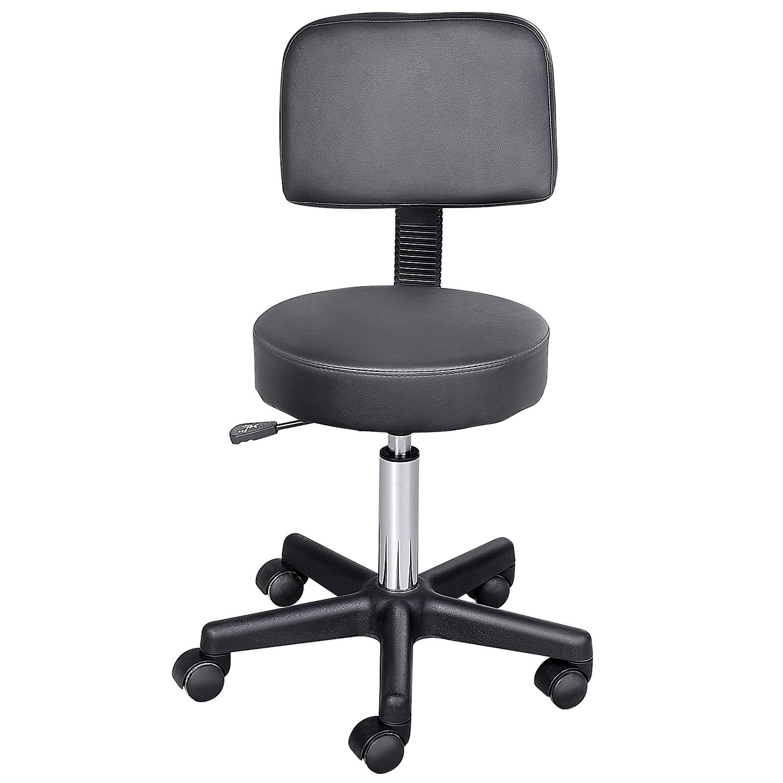 Black Adjustable Salon Stool with PU Leather Seat