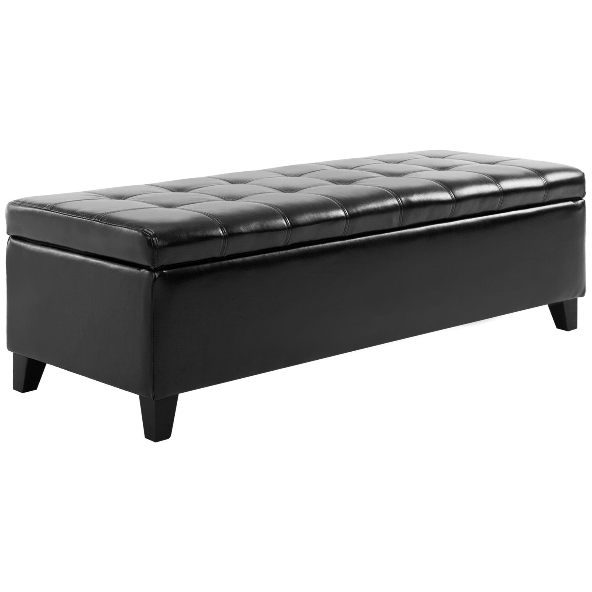 Black 101L Storage Ottoman Bench with Tufted Seat