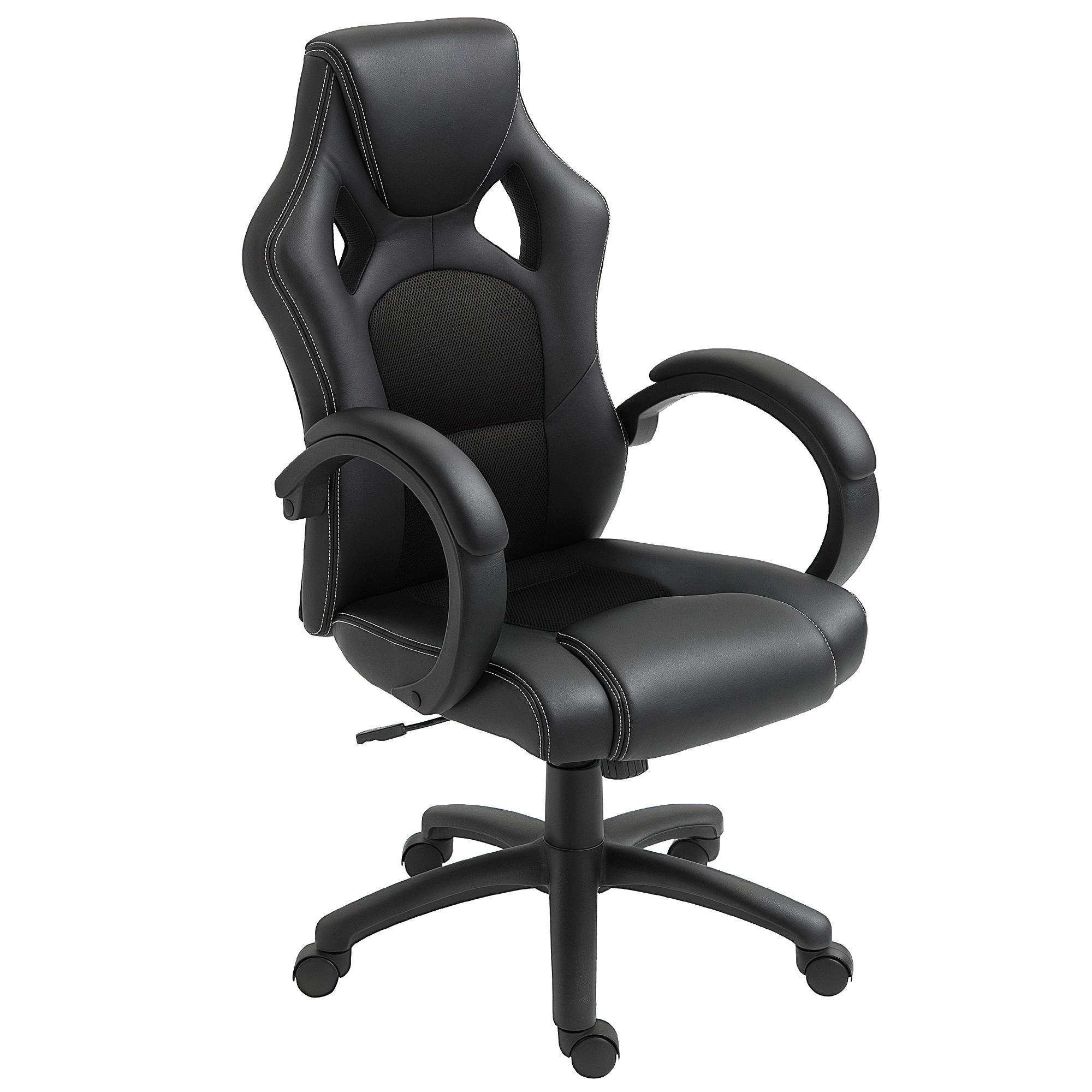 Black Mesh Gaming Chair with Padded Headrest, Tilt Function