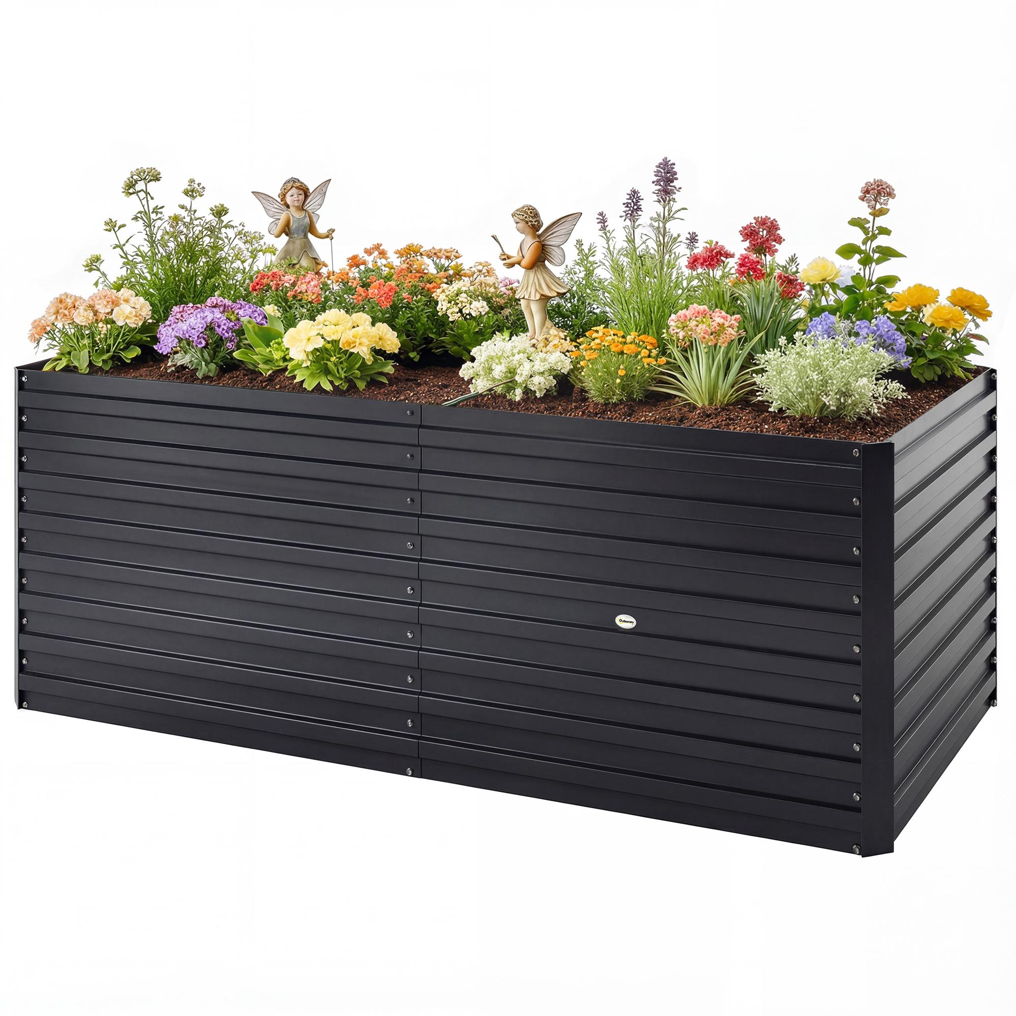 Black 5x3 Garden Bed, Galvanized Steel Planter Box
