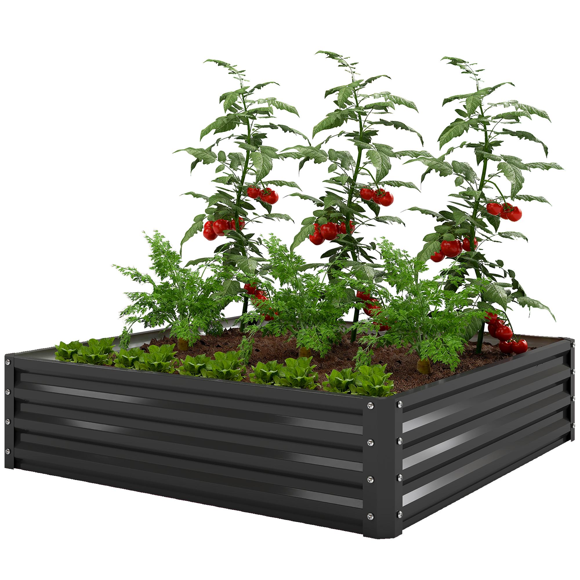 Black Alloy Steel Garden Bed, 4' x 4' x 1' Raised Planter