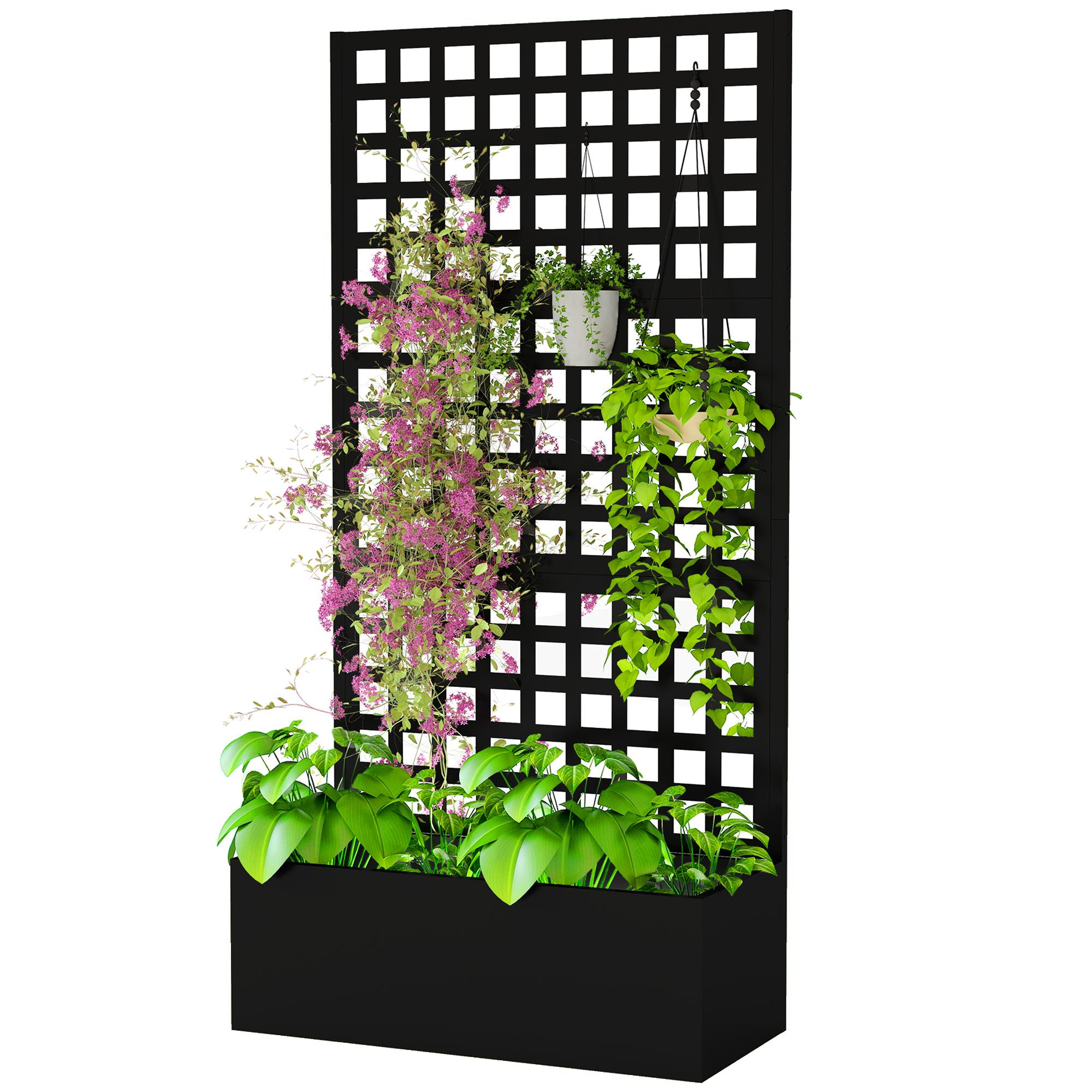 Black 70 Inch Trellis Bed with Galvanized Steel Frame
