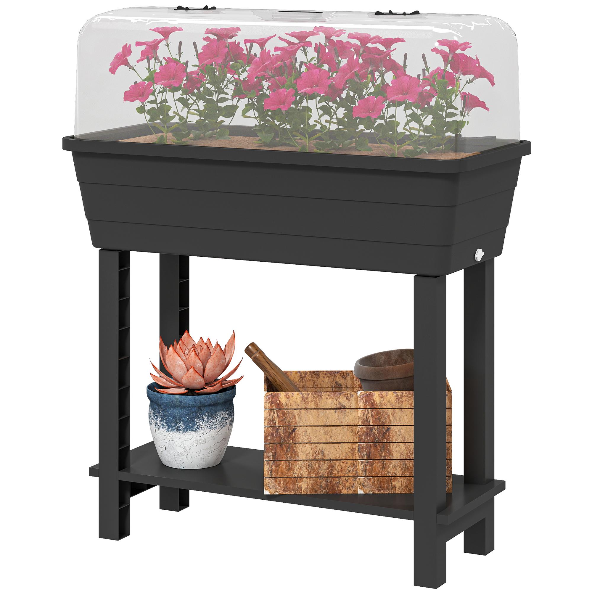 Black 41L Raised Garden Bed with Ventilated Lid