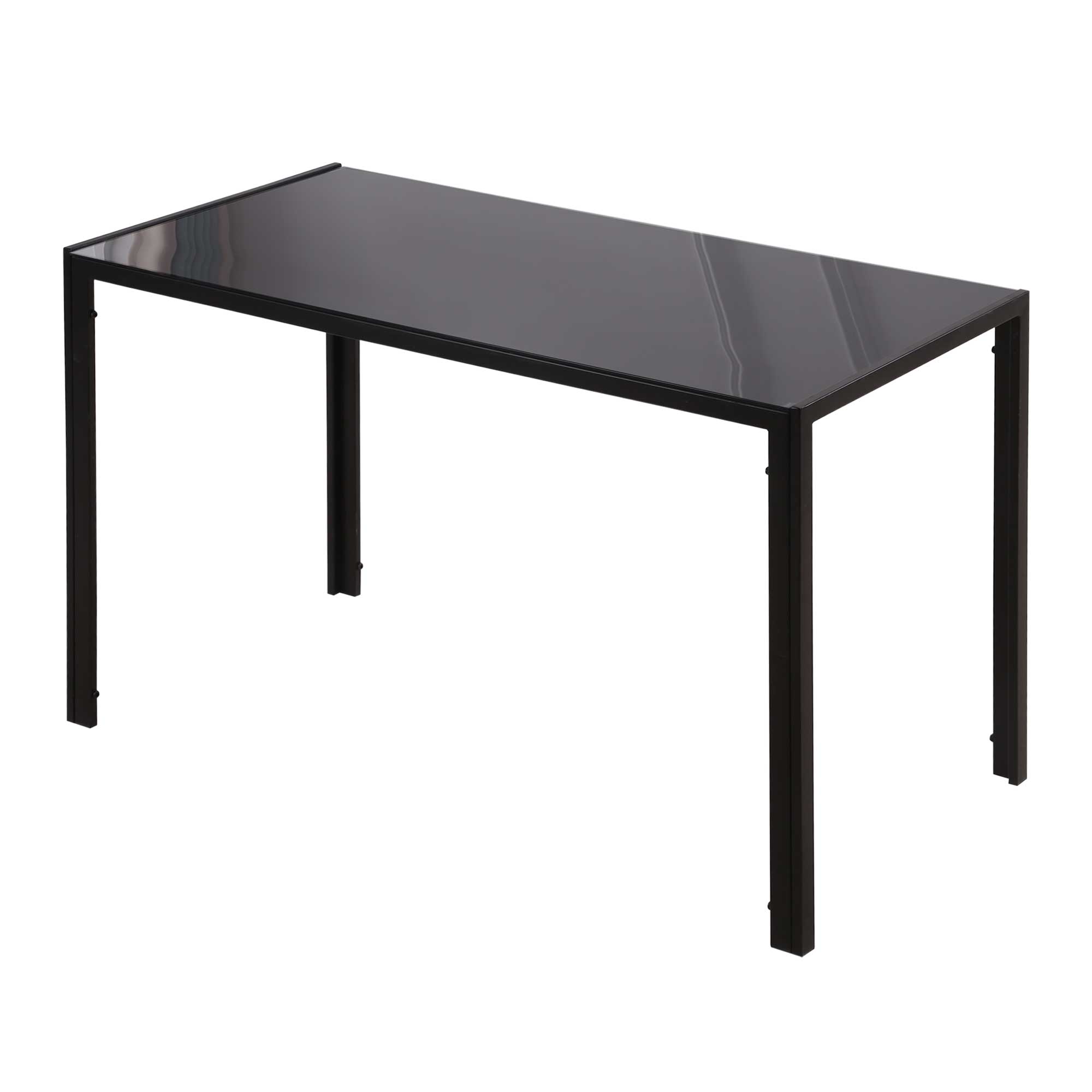 Black Tempered Glass Table for Four, 47.2-Inch Dining Size