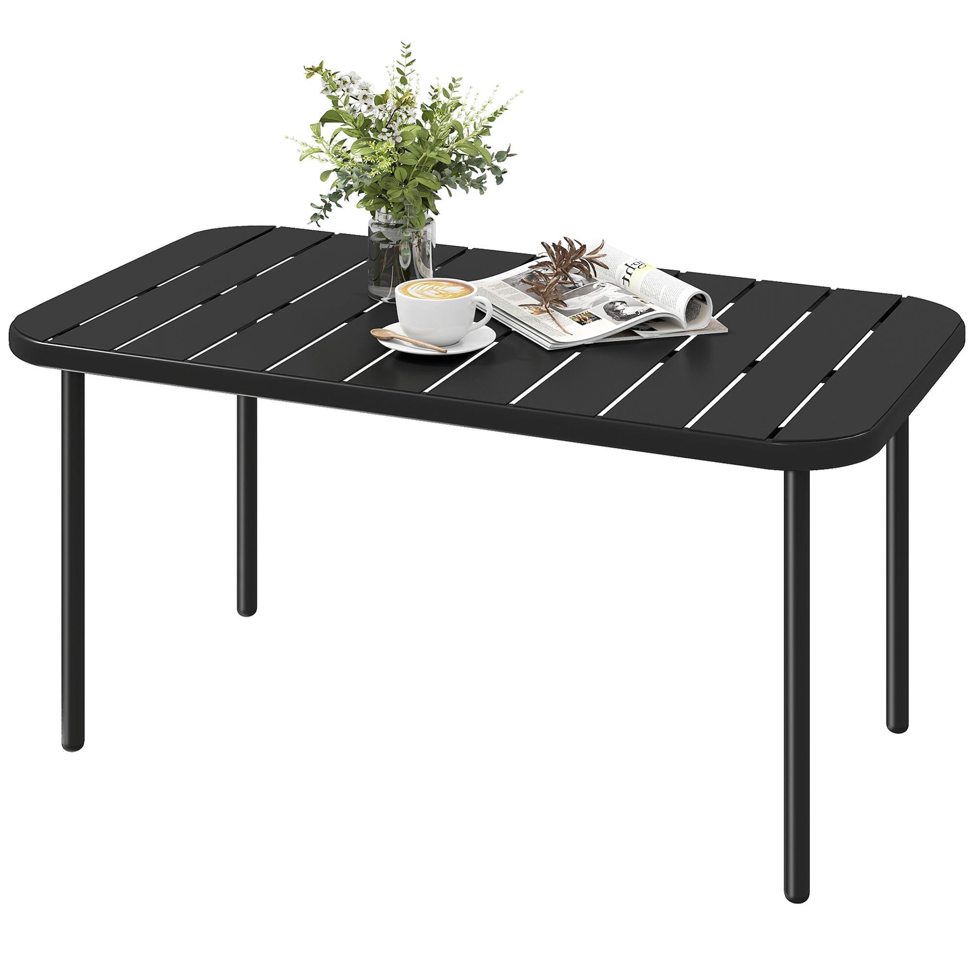 Black Galvanized Steel Coffee Table, 35.4-In Outdoor Patio