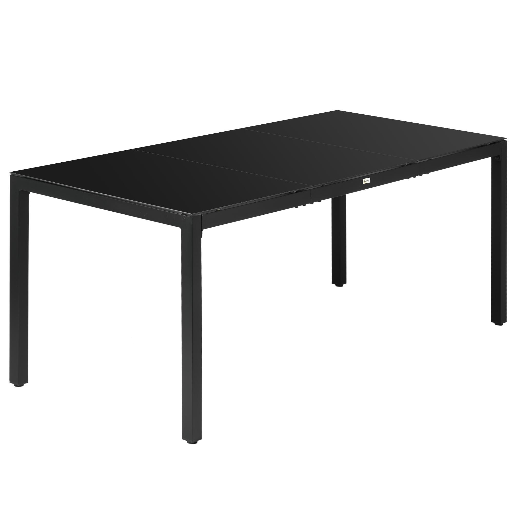 Black Tempered Glass Dining Table for 8, 70.9 in