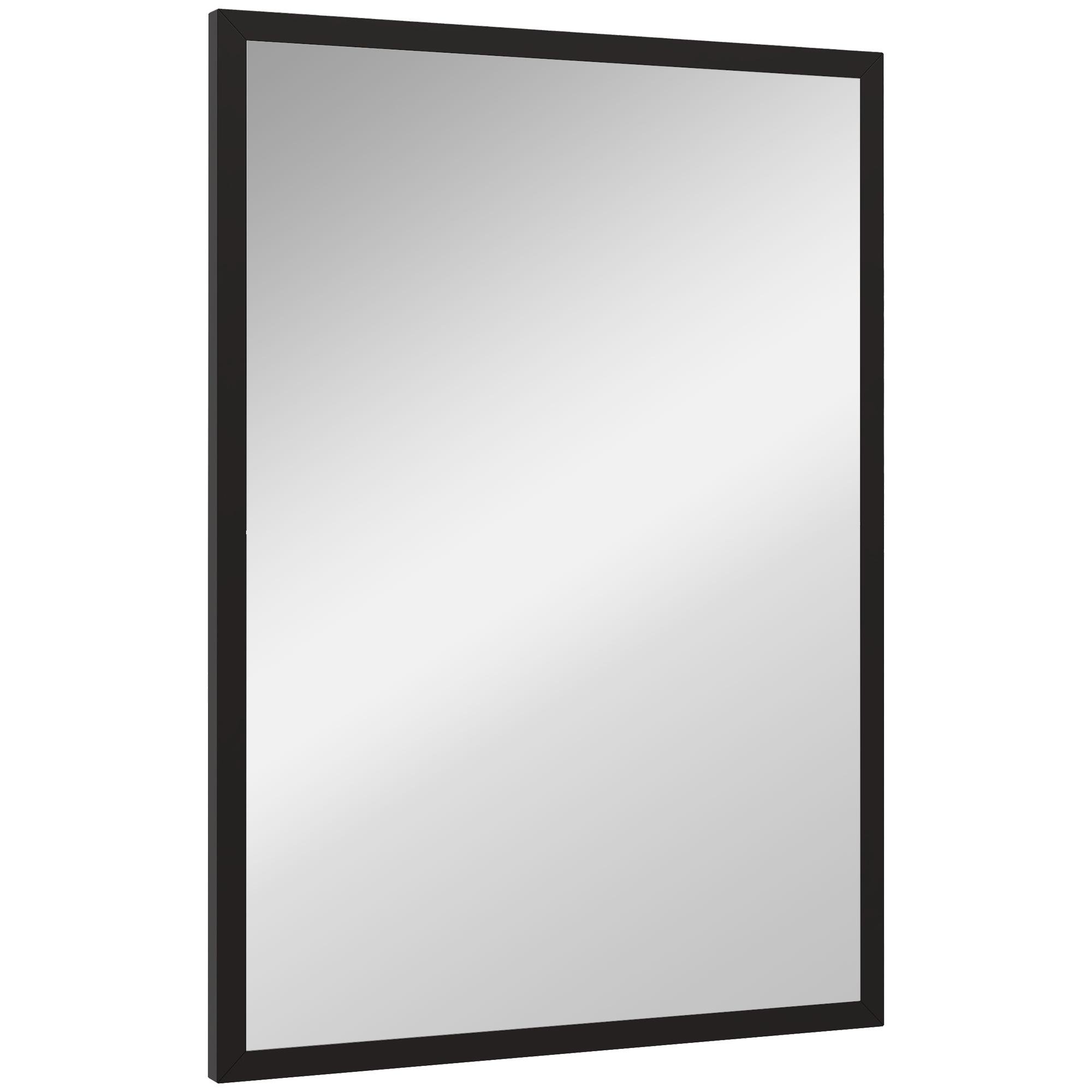 28 Inch Black Rectangular Mirror with Two-Way Mounting