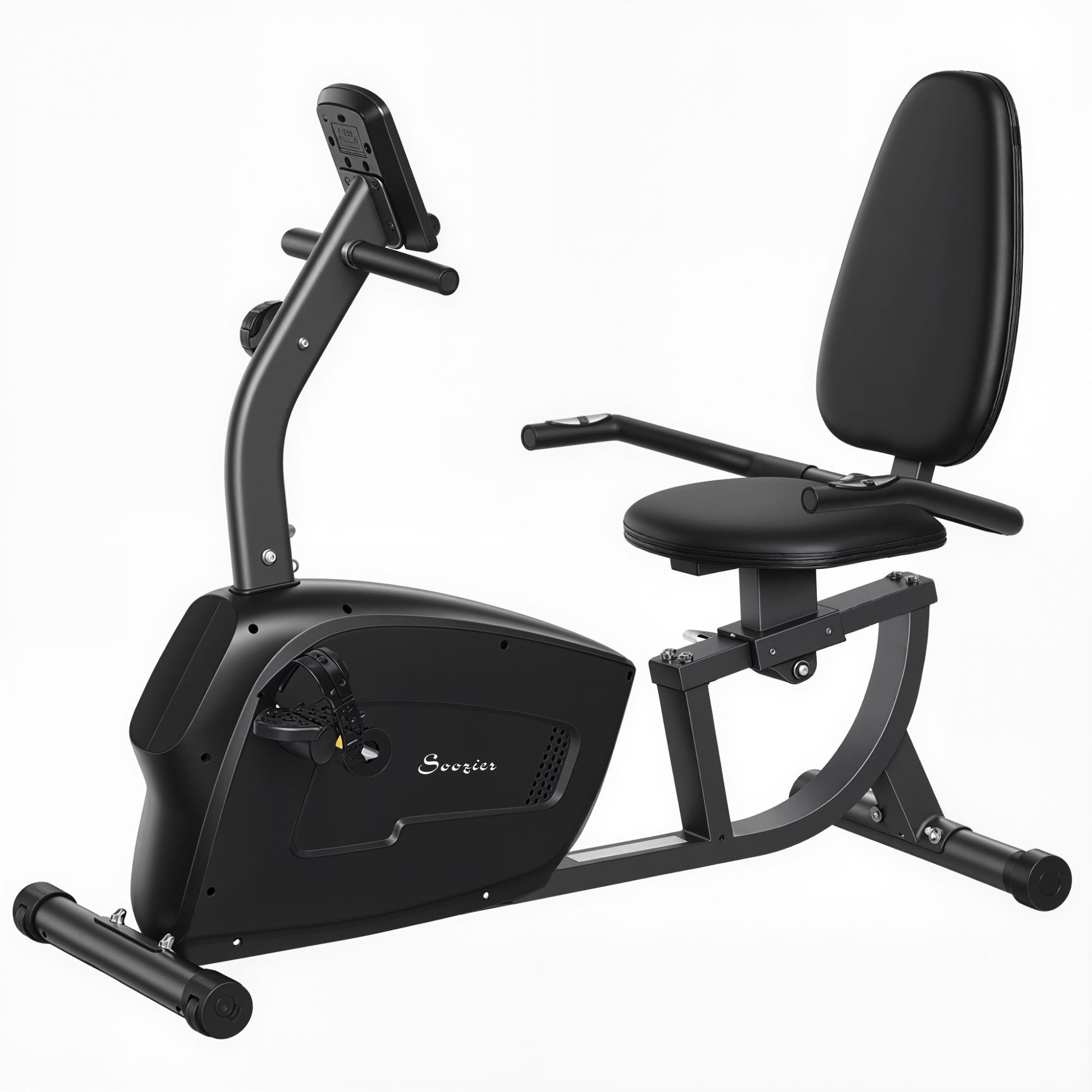 Black Recumbent Magnetic Bike with Adjustable Seat