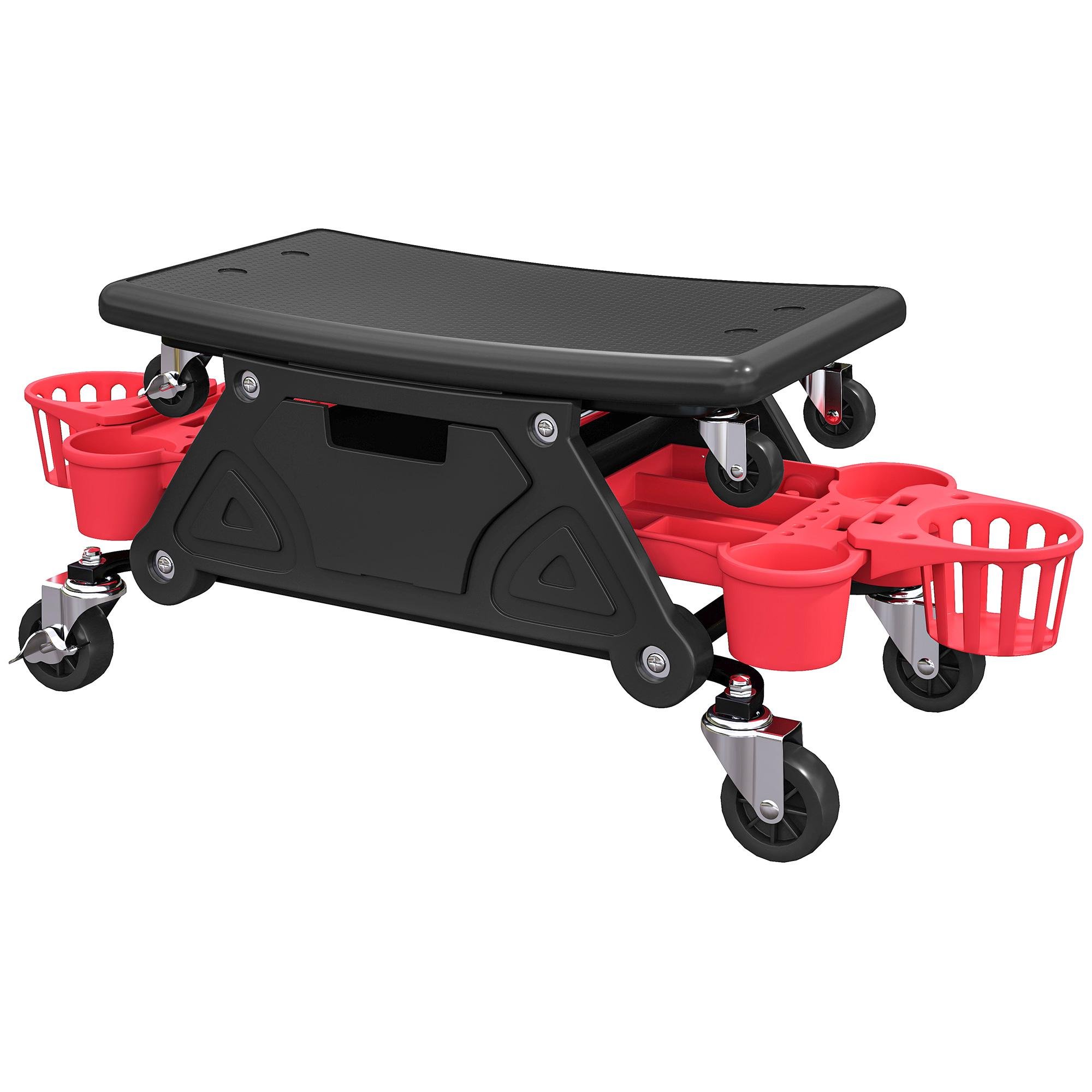 Black Rolling Mechanic Stool with Tool Storage