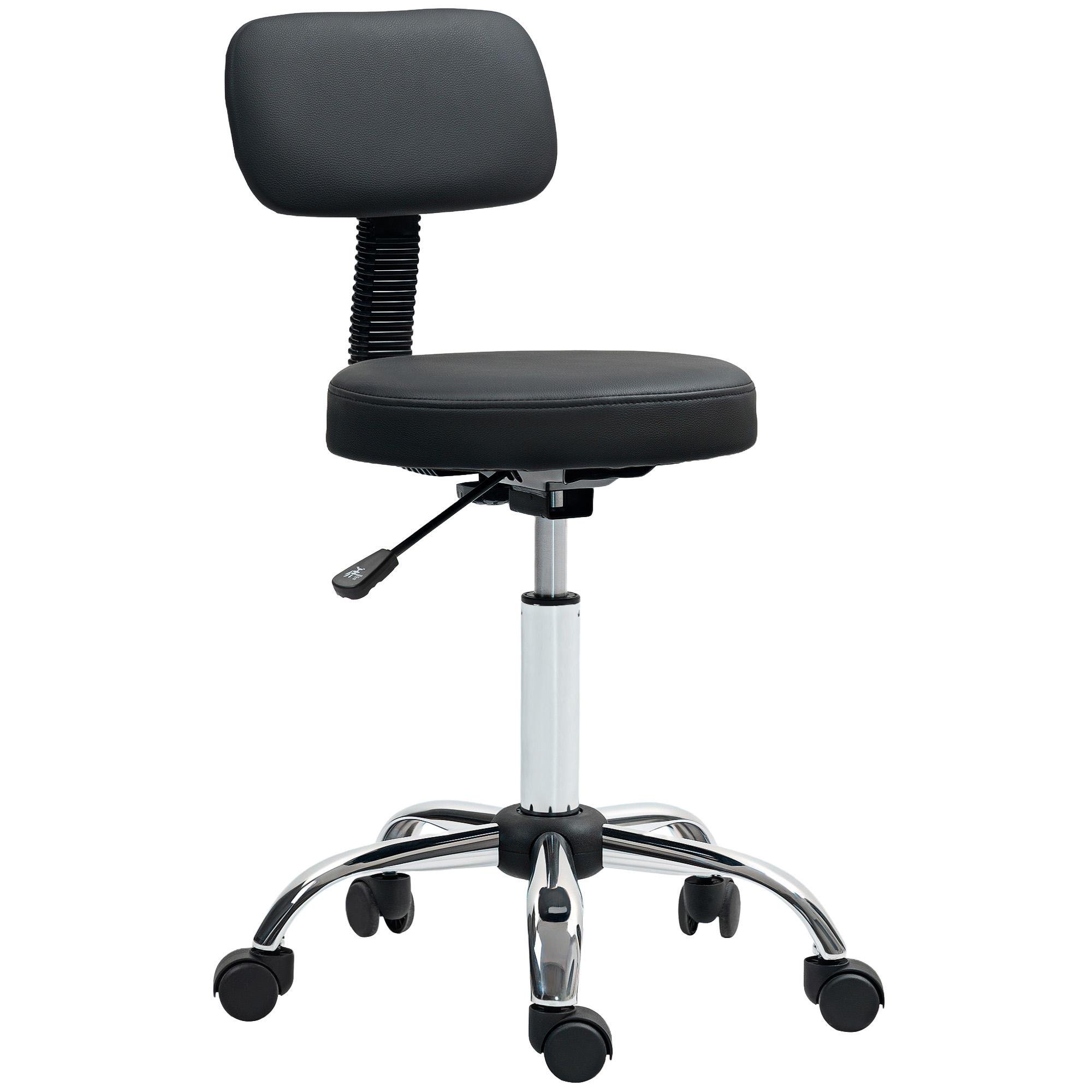 Black Removable Backrest Salon Stool with 360° Swivel