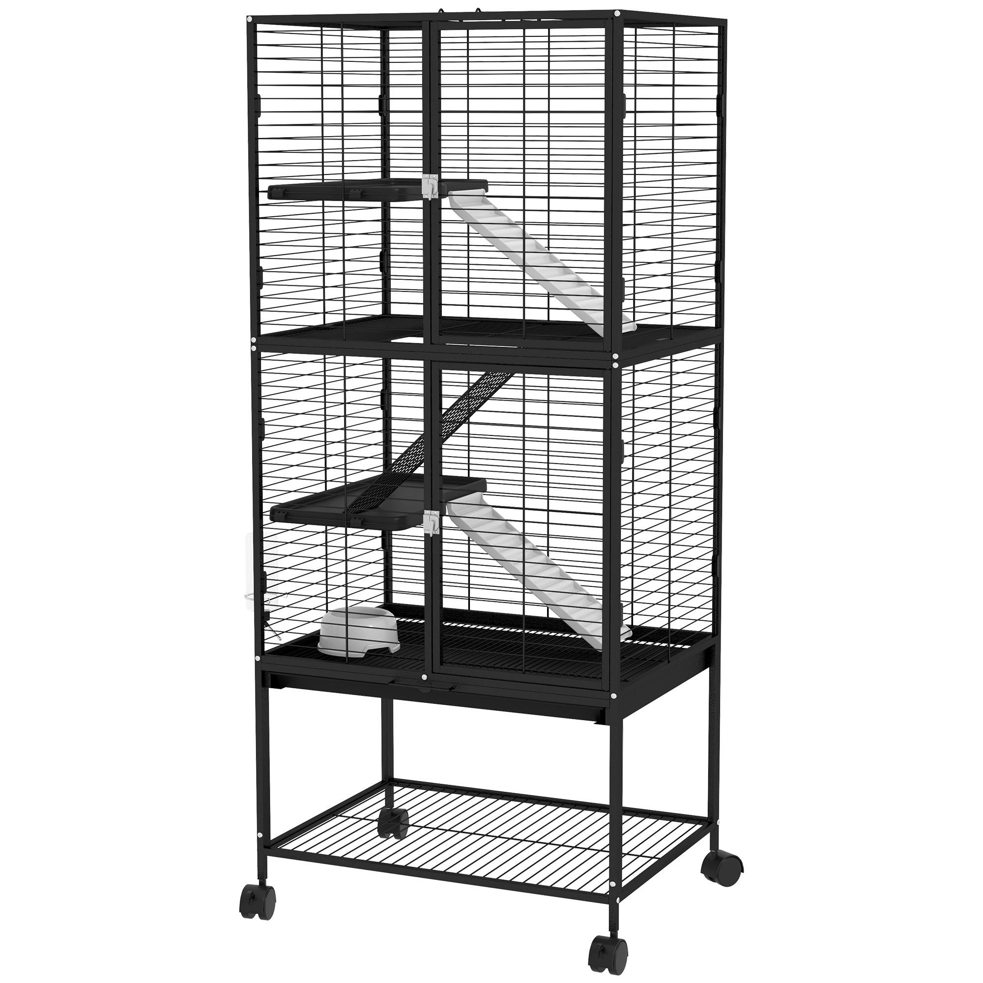 Black Rolling Chinchilla Cage with Removable Tray