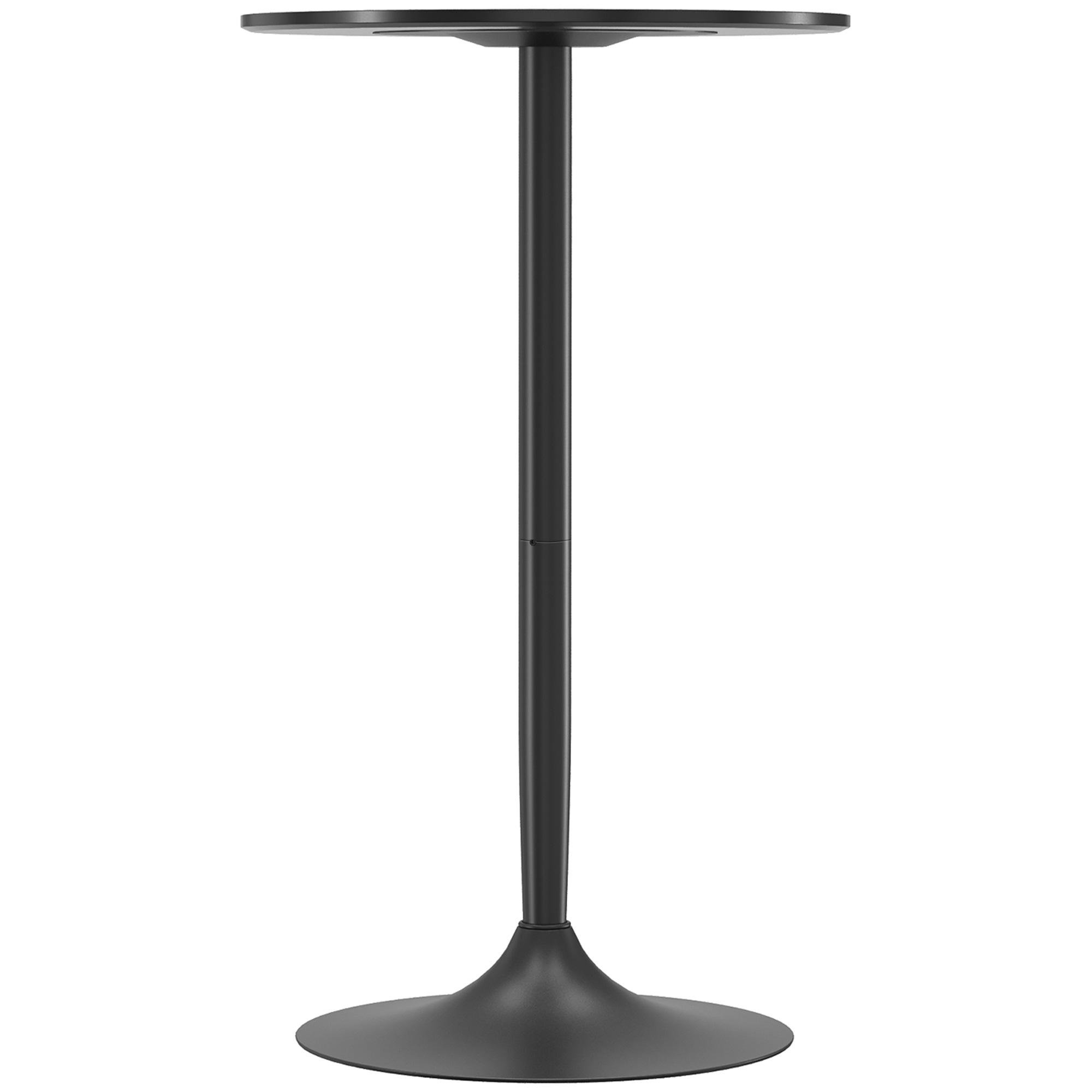 Black Round Bar Table with Painted Top, 23.6 in