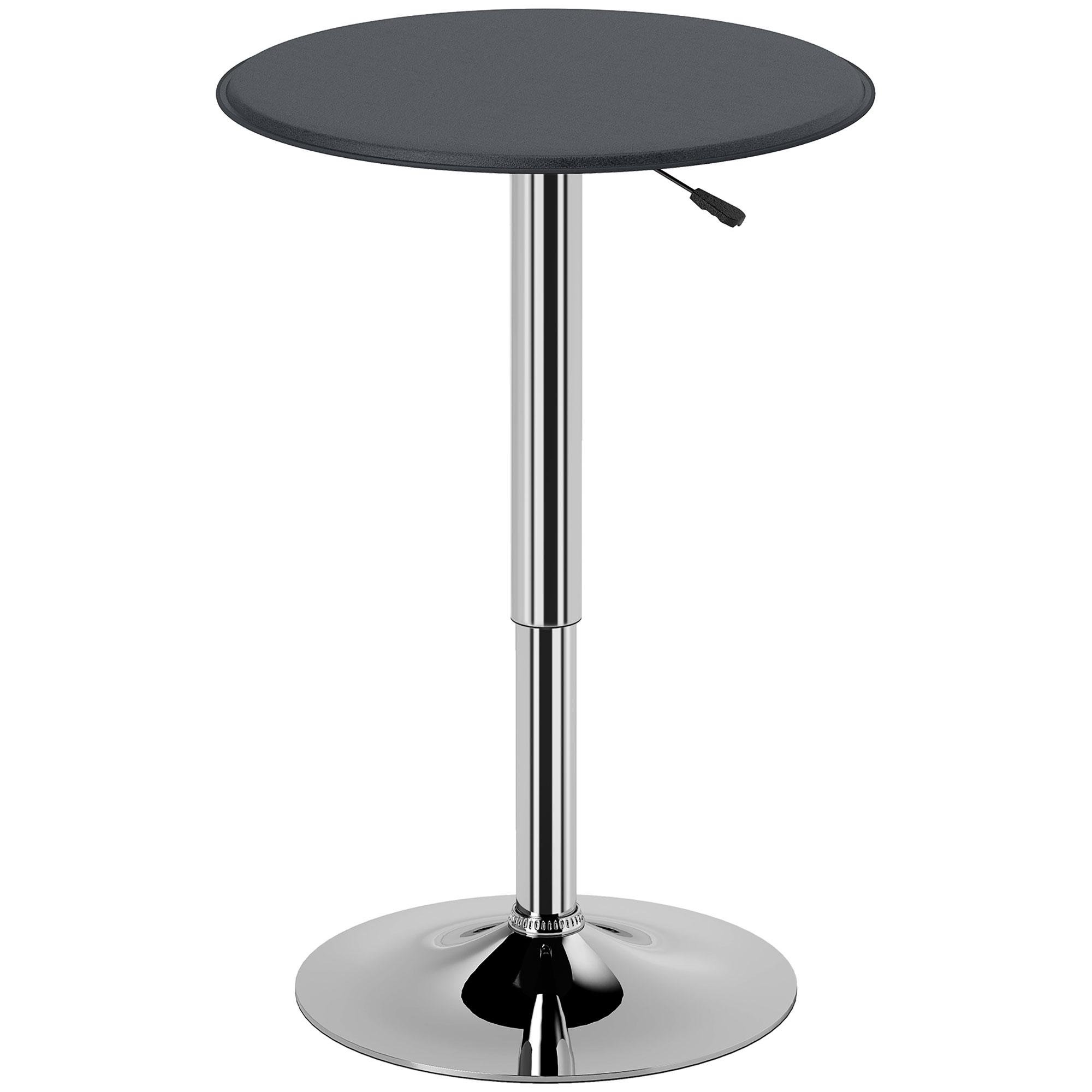 Black Adjustable Swivel Bar Table with Faux Leather Top