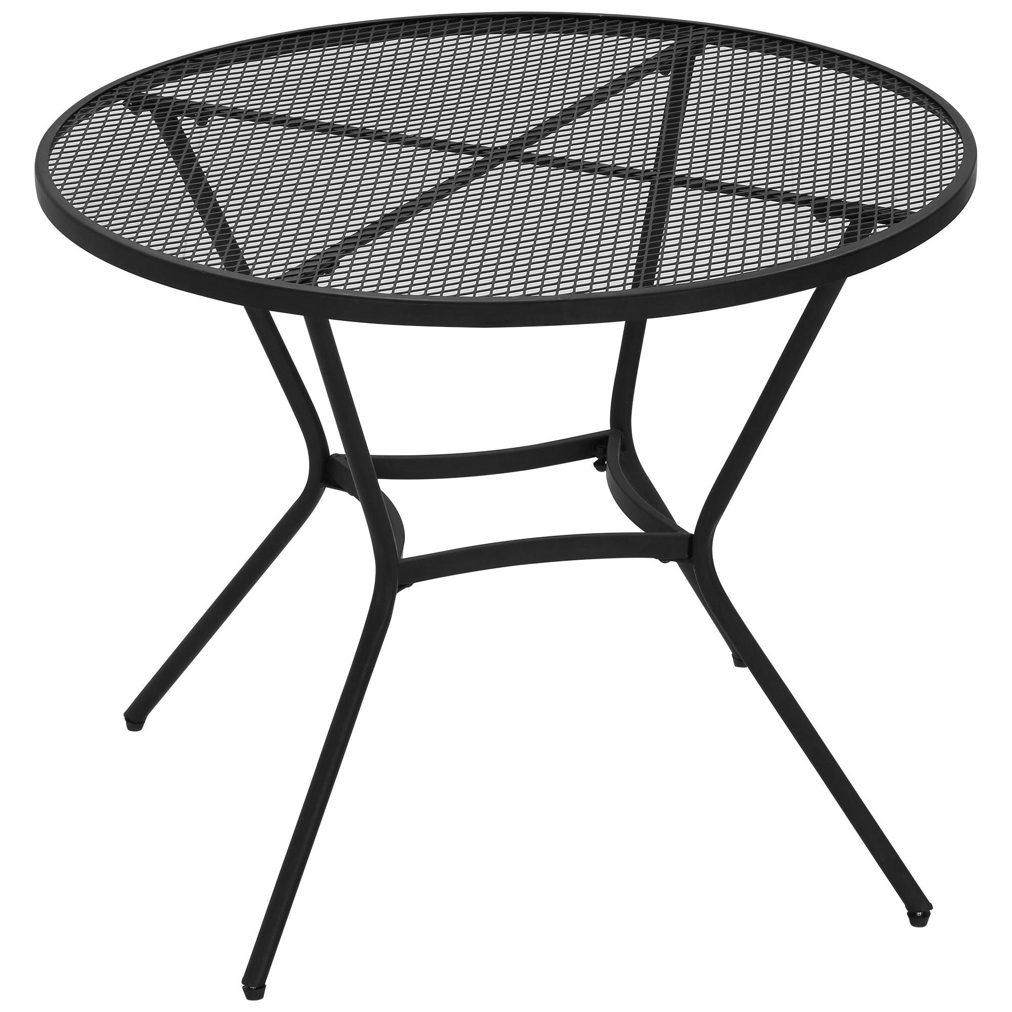 35.75 Inch Steel Patio Table with Mesh Top, Black