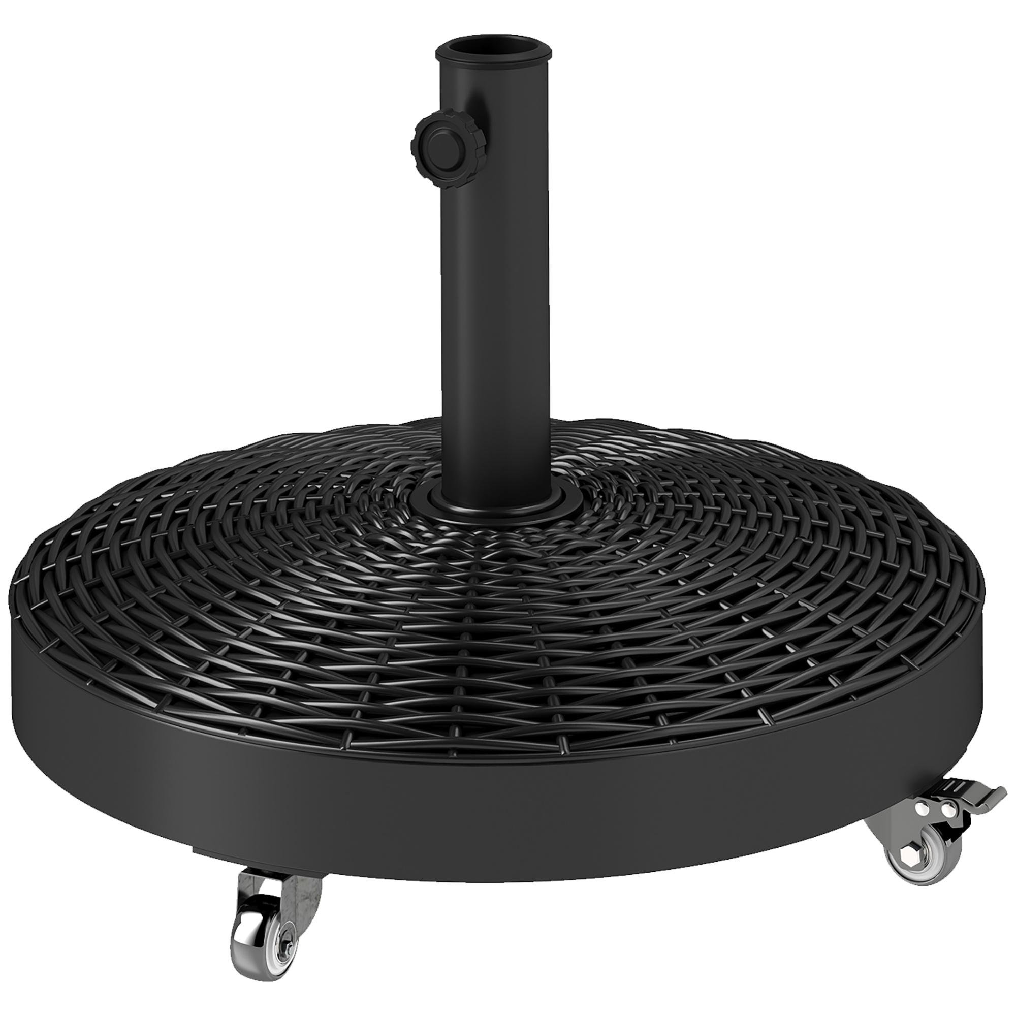 Black Resin Umbrella Base with Wheels, 55 lb