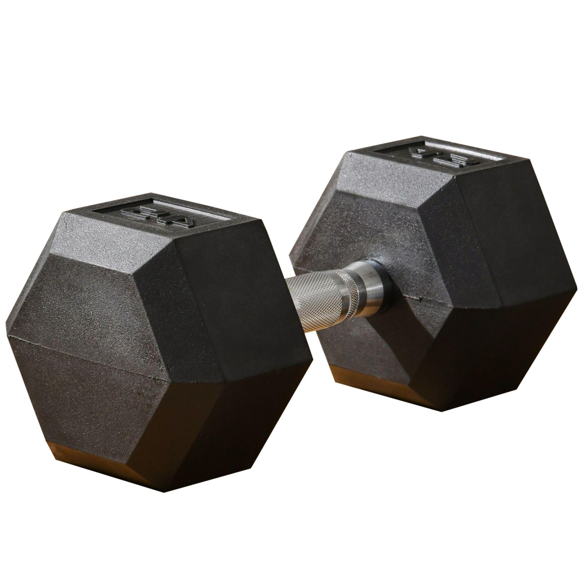 45 lb rubber hex dumbbell with non-slip grip for home gym
