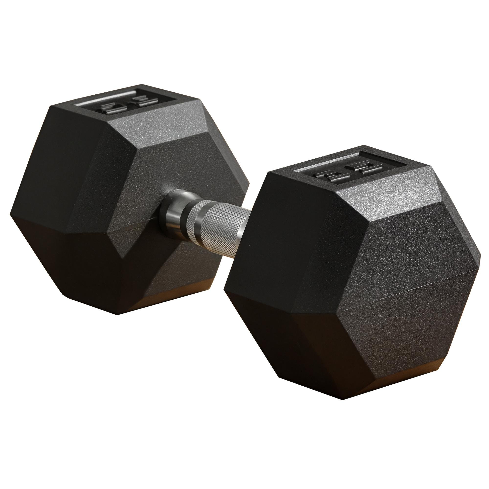 35 lb Rubber Hex Dumbbell with Textured Grip