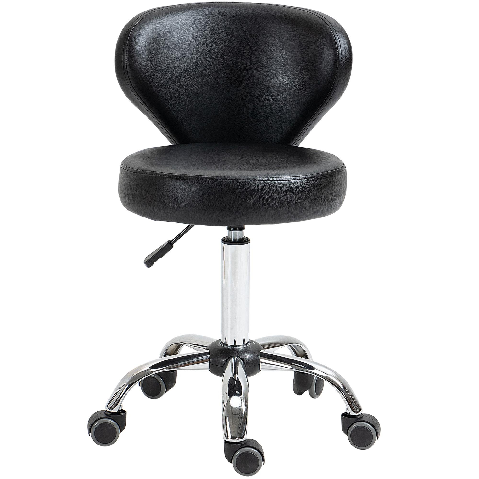 Black Swivel Salon Chair with Backrest and Wheels