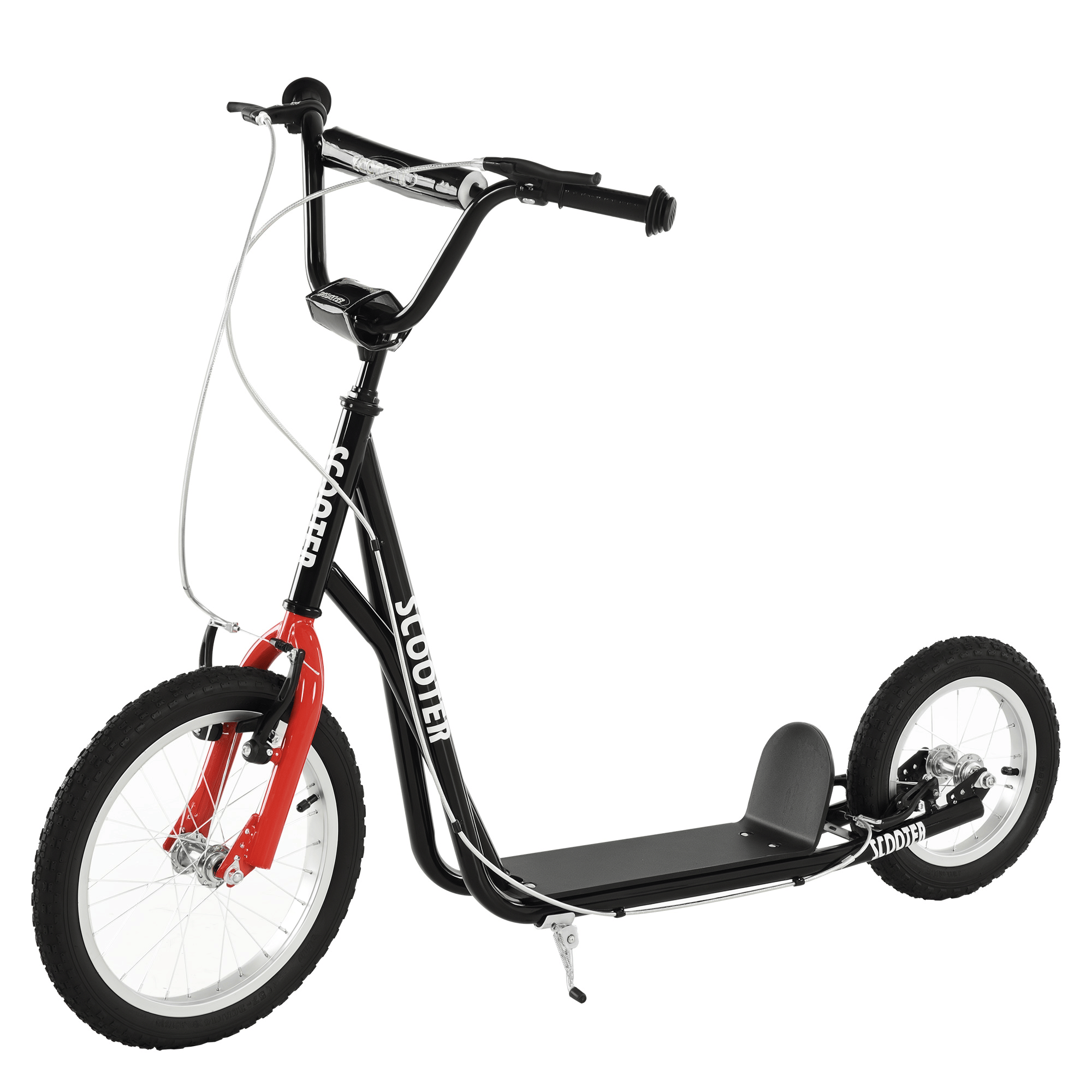 Black Inflatable Rubber Scooter with Adjustable Handlebar