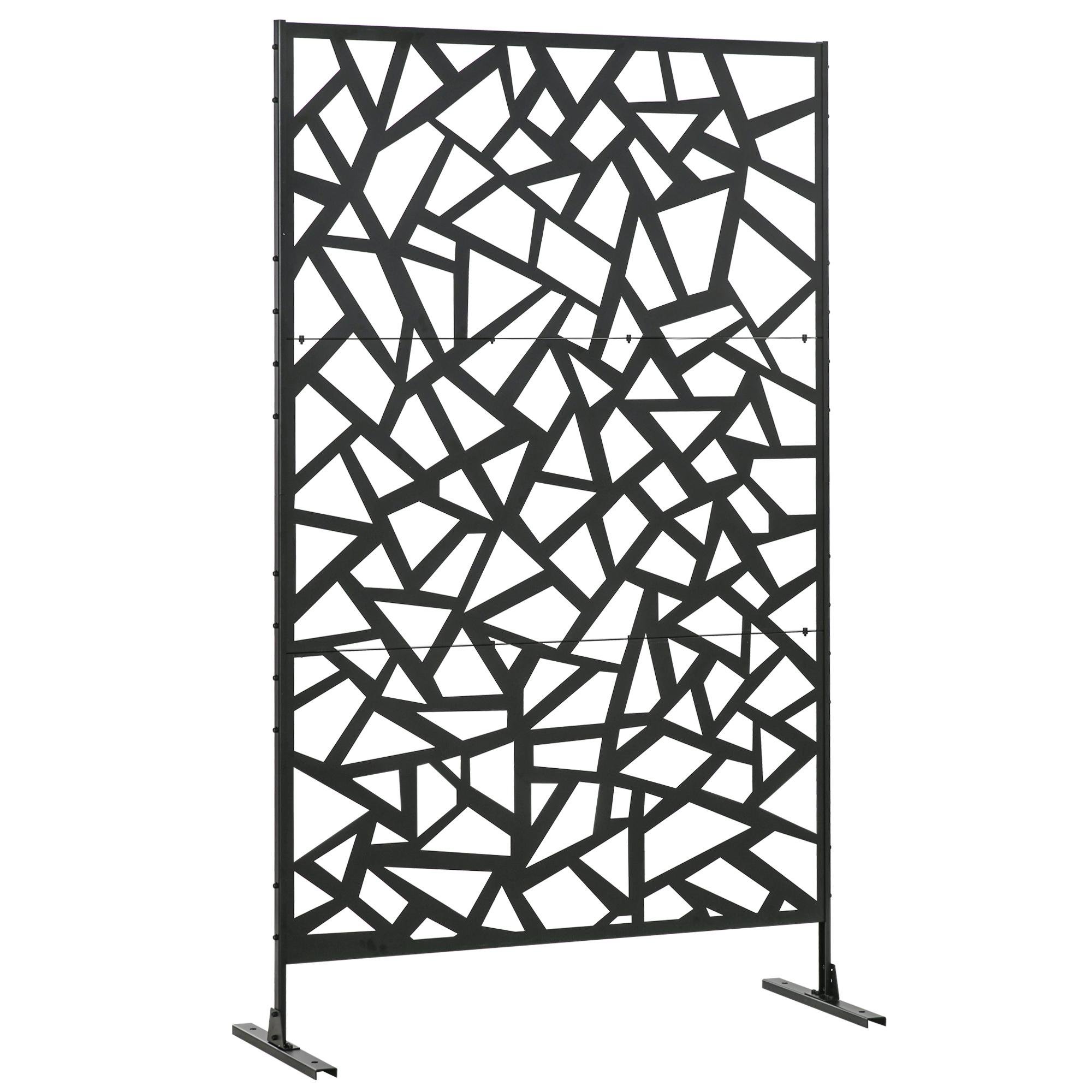 Black Irregular Fence Screen, Decorative 122 x 198 cm Divider