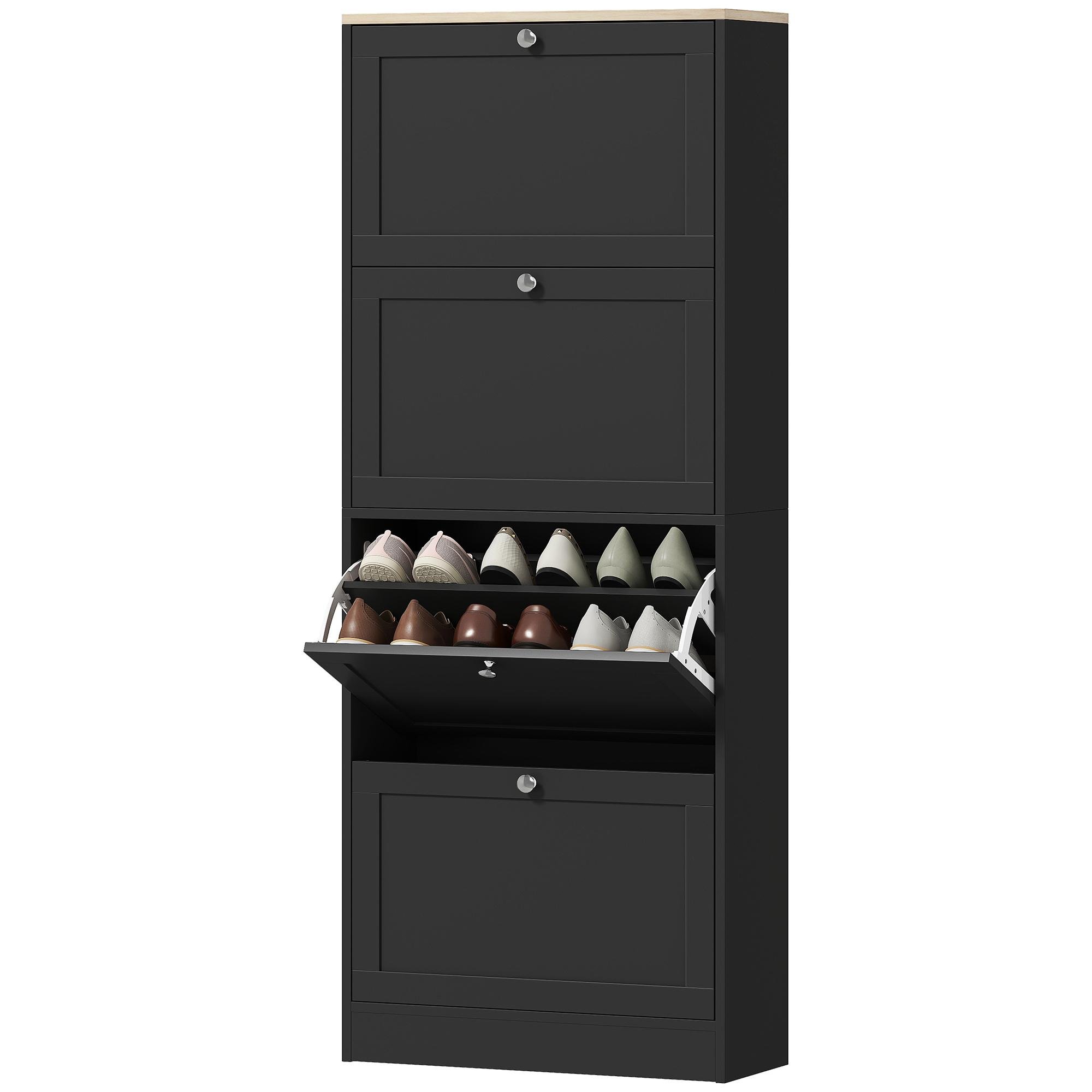Black 18 24 Pair Cabinet with 4 Flip Drawers