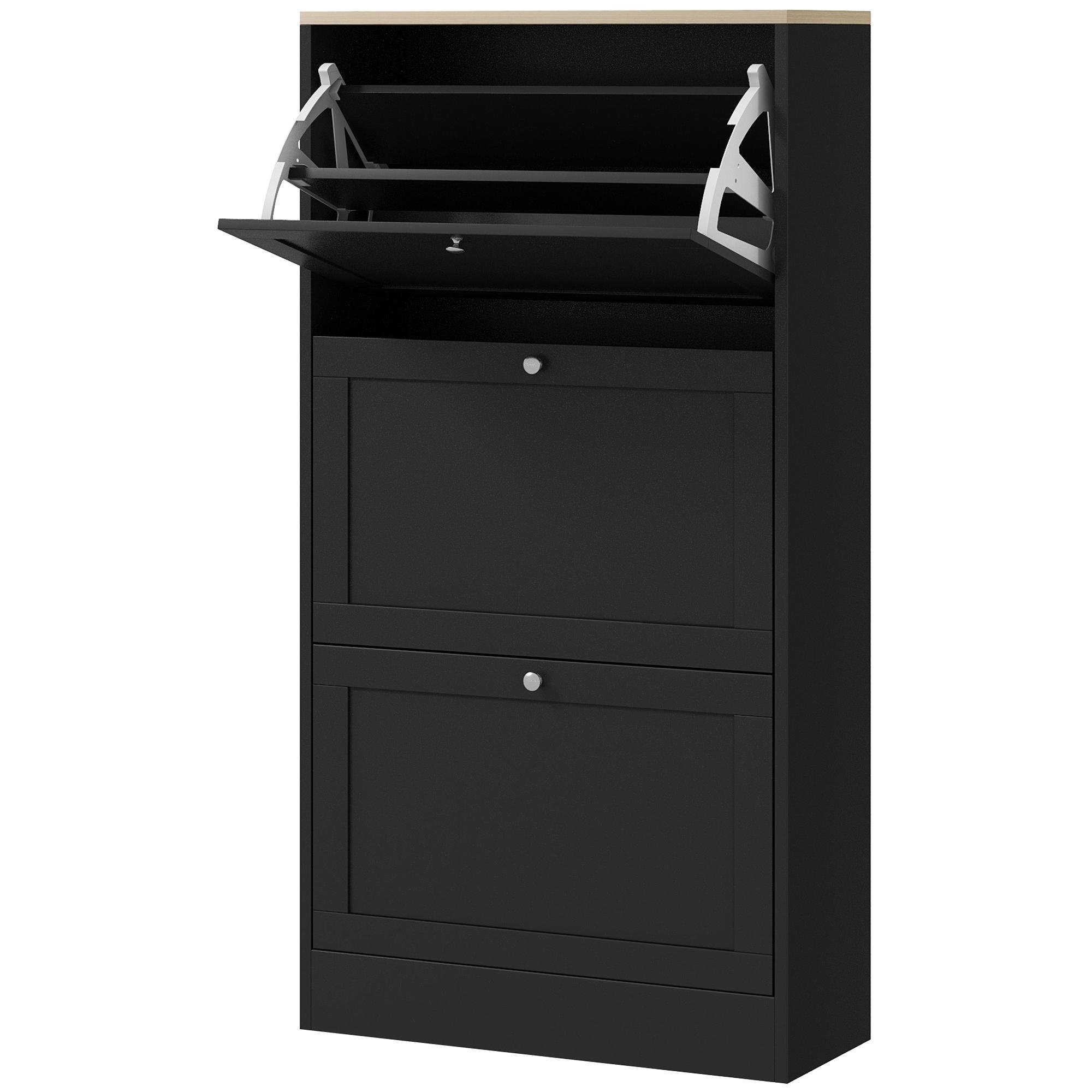 black 18-pair narrow cabinet with Adjustable Shelves