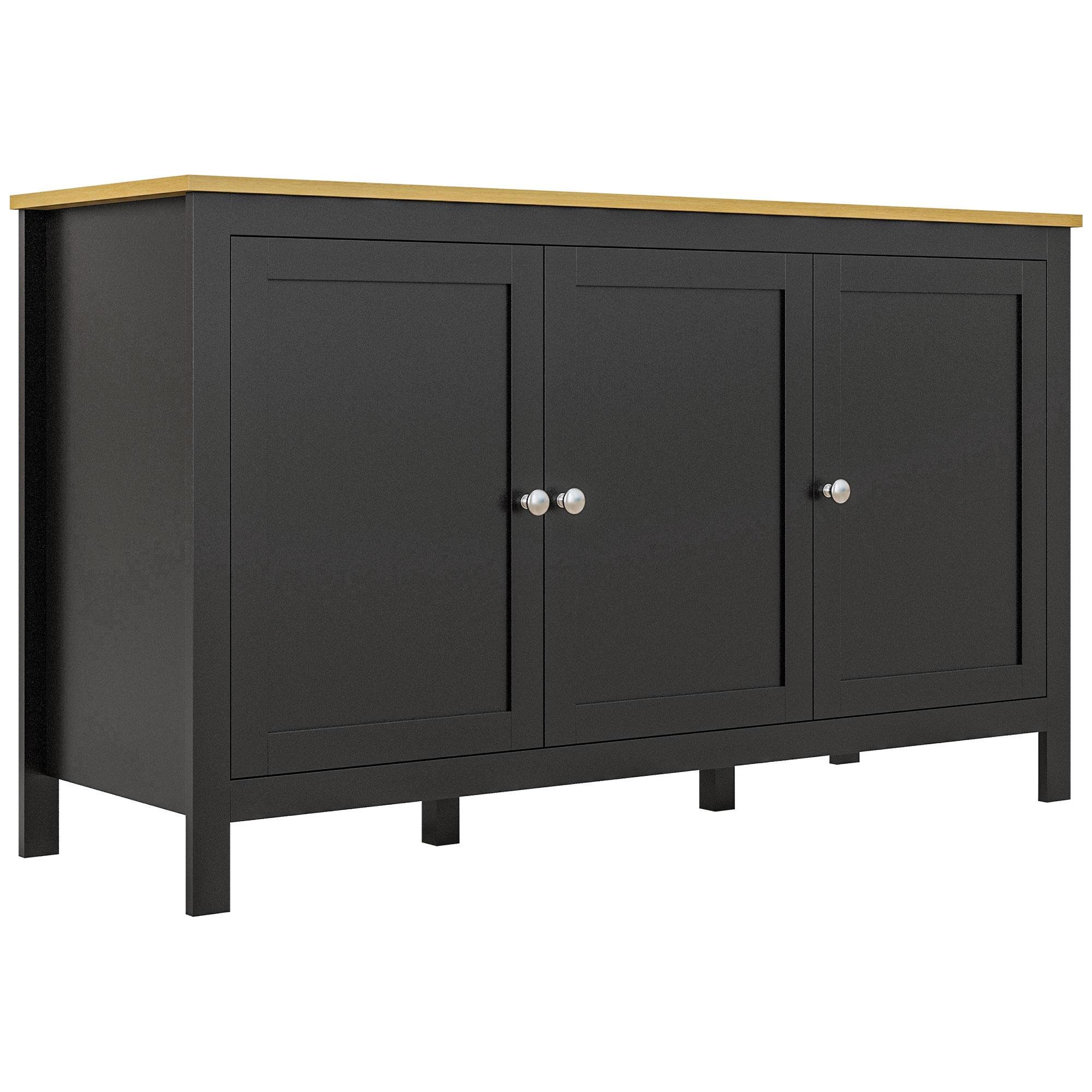 Black Adjustable Shelf Sideboard with Closed Storage