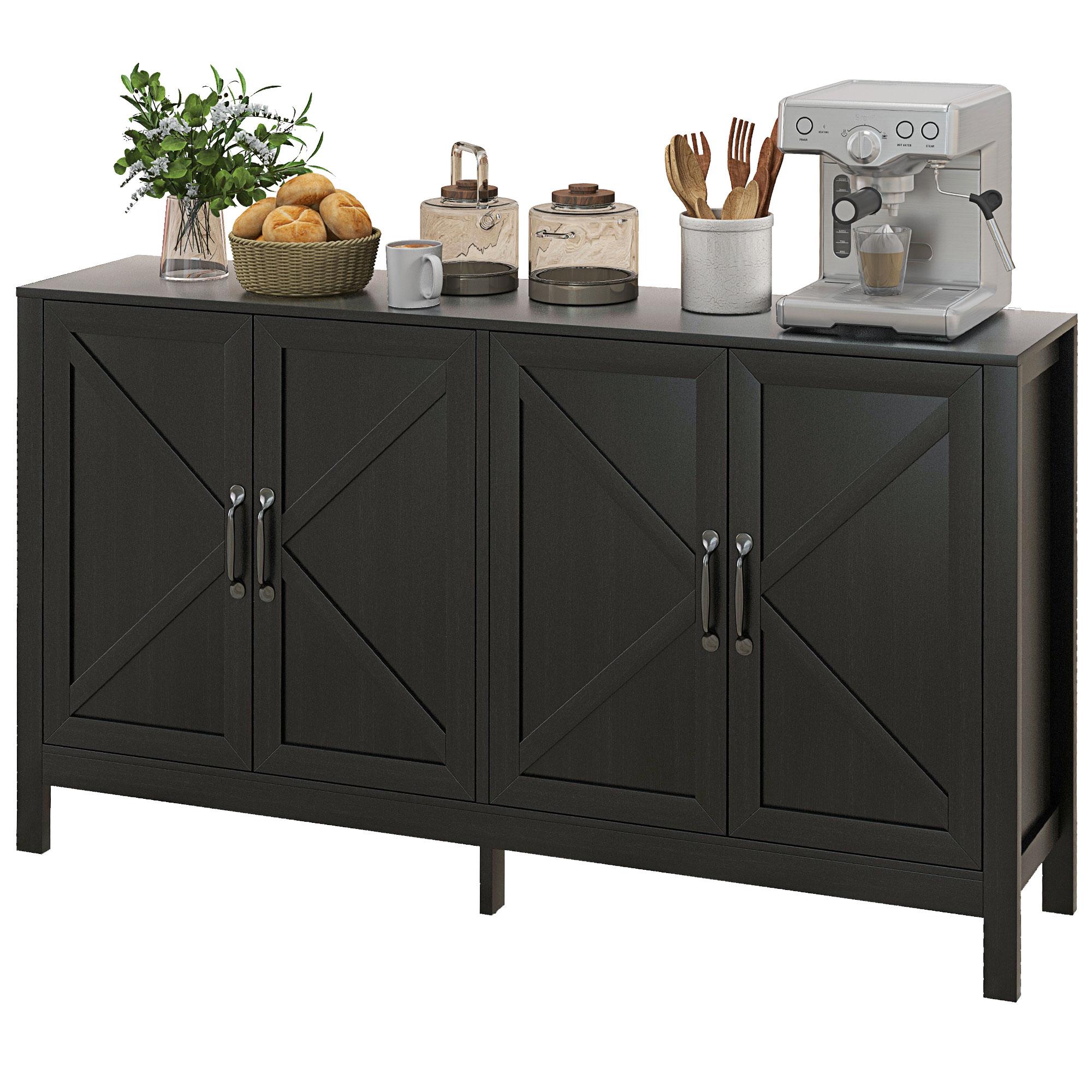 black oak 60 inch sideboard with adjustable shelf