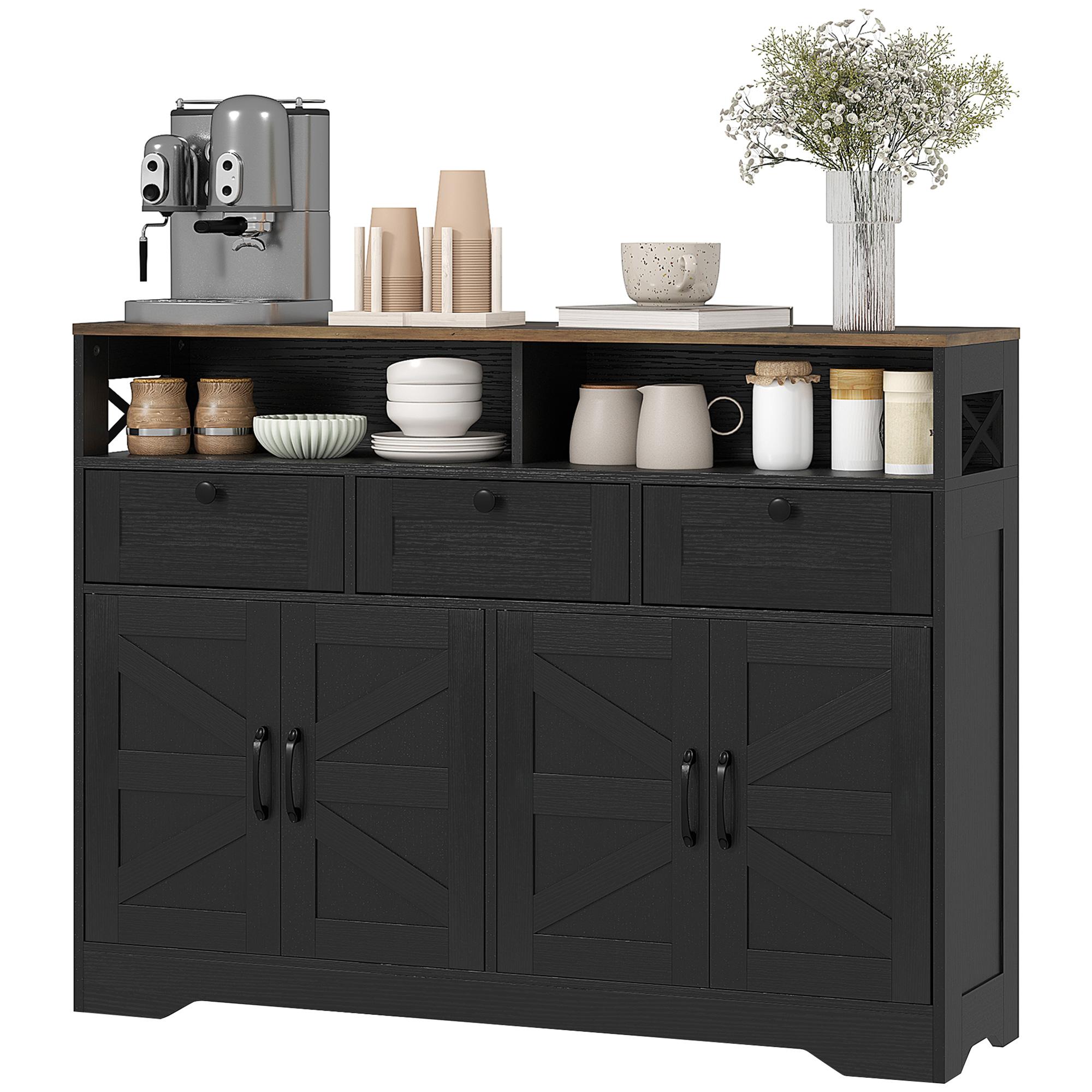 Black Walnut Top Sideboard with Adjustable Shelves