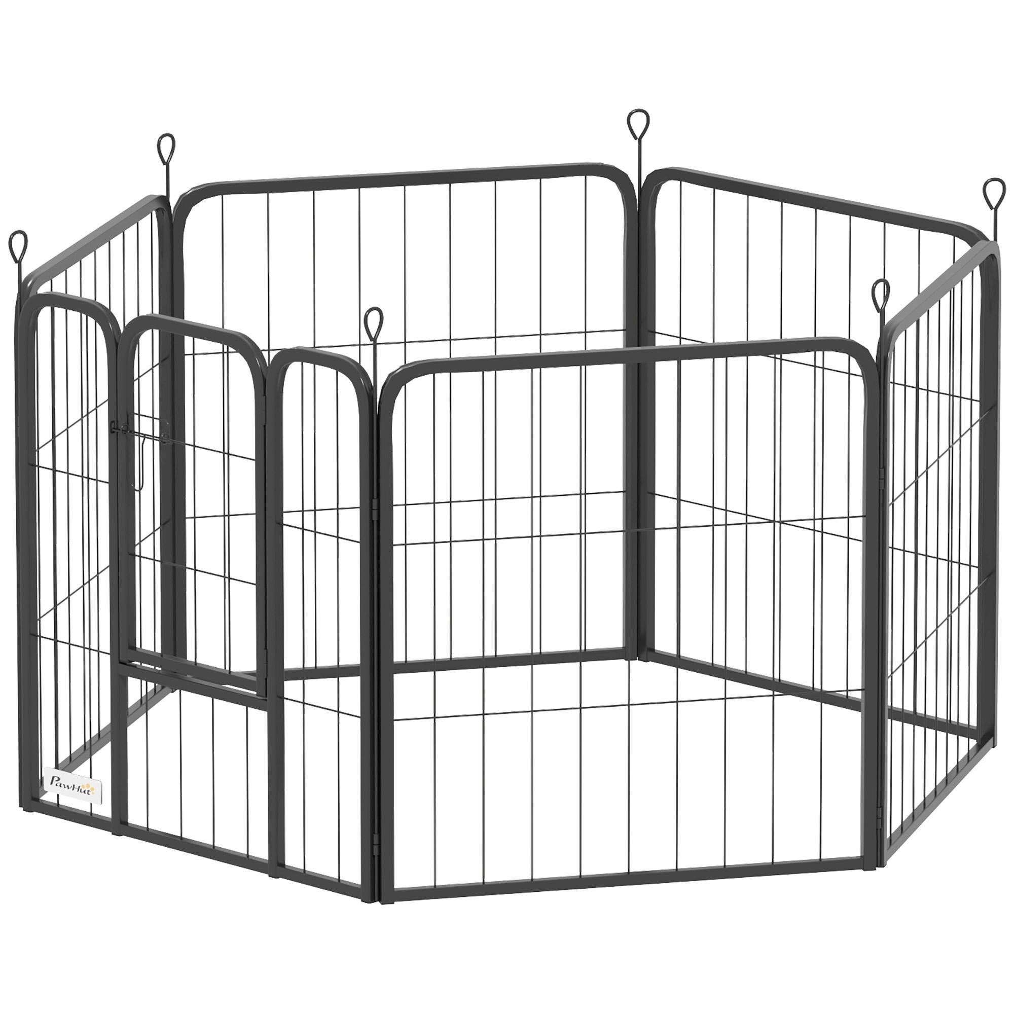 Black Alloy Steel Dog Pen, Six Panels for Small Dogs