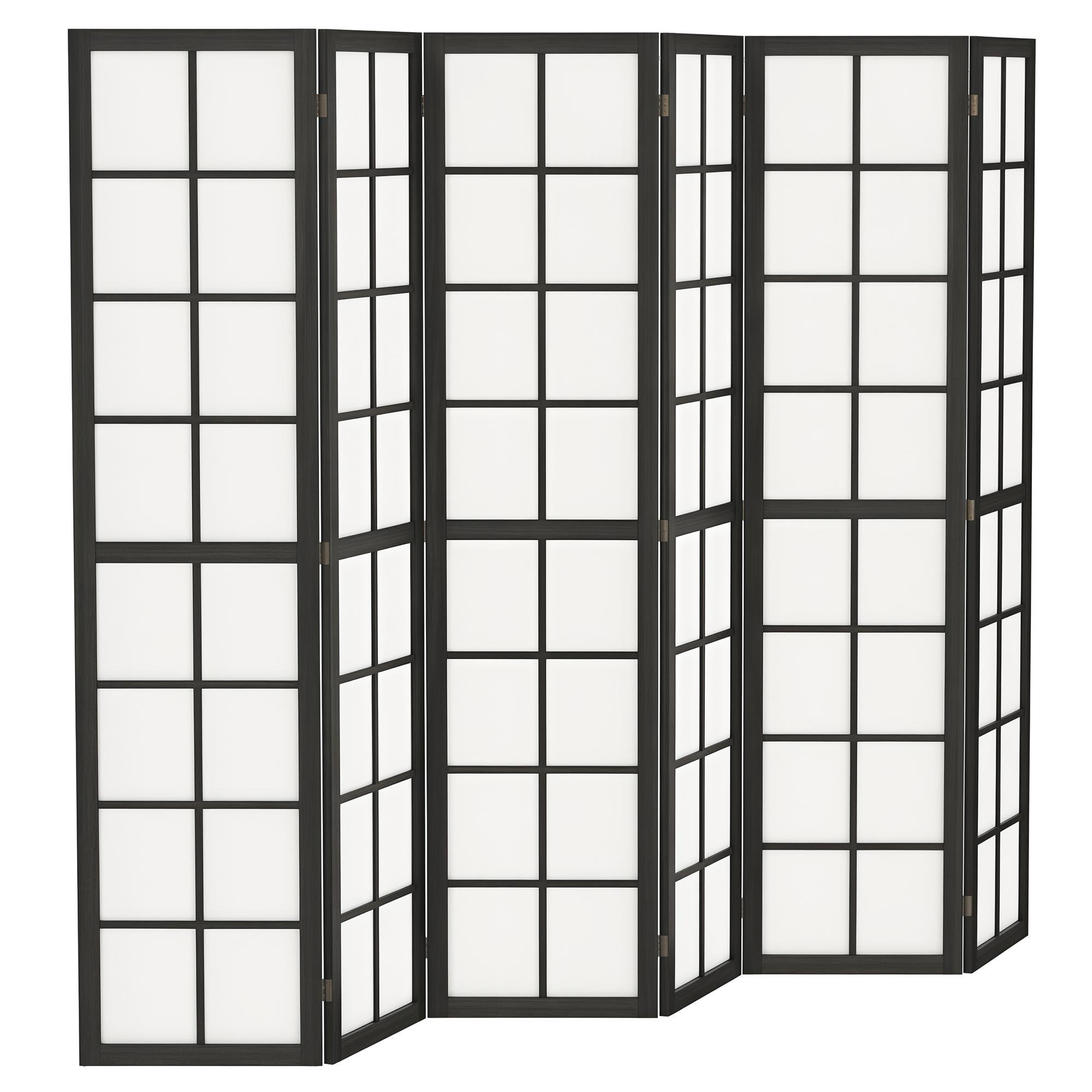 Black Pine Six Panel Divider for Flexible Room Privacy