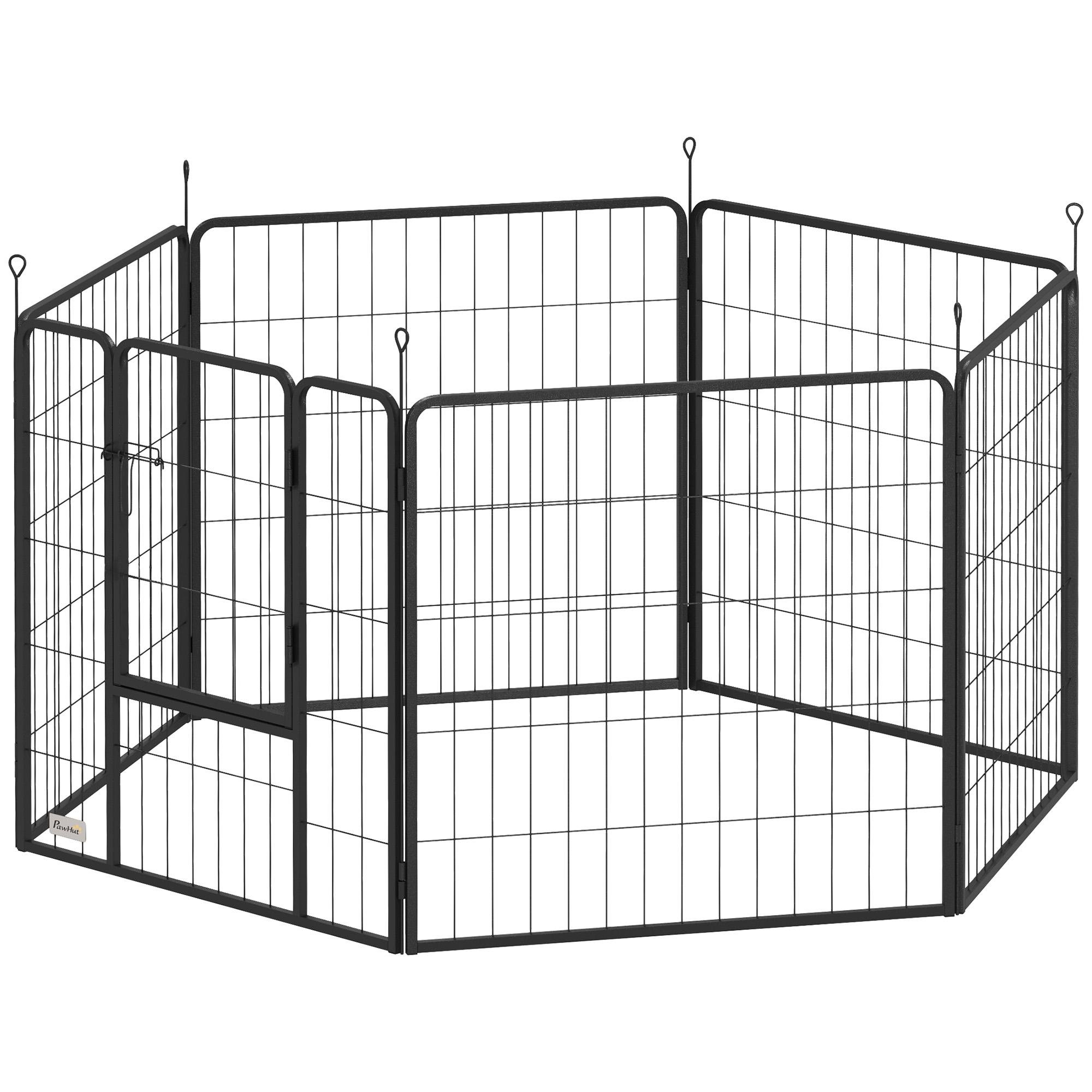 Six Panel Black Dog Enclosure, Customizable Shape, 31.5 in
