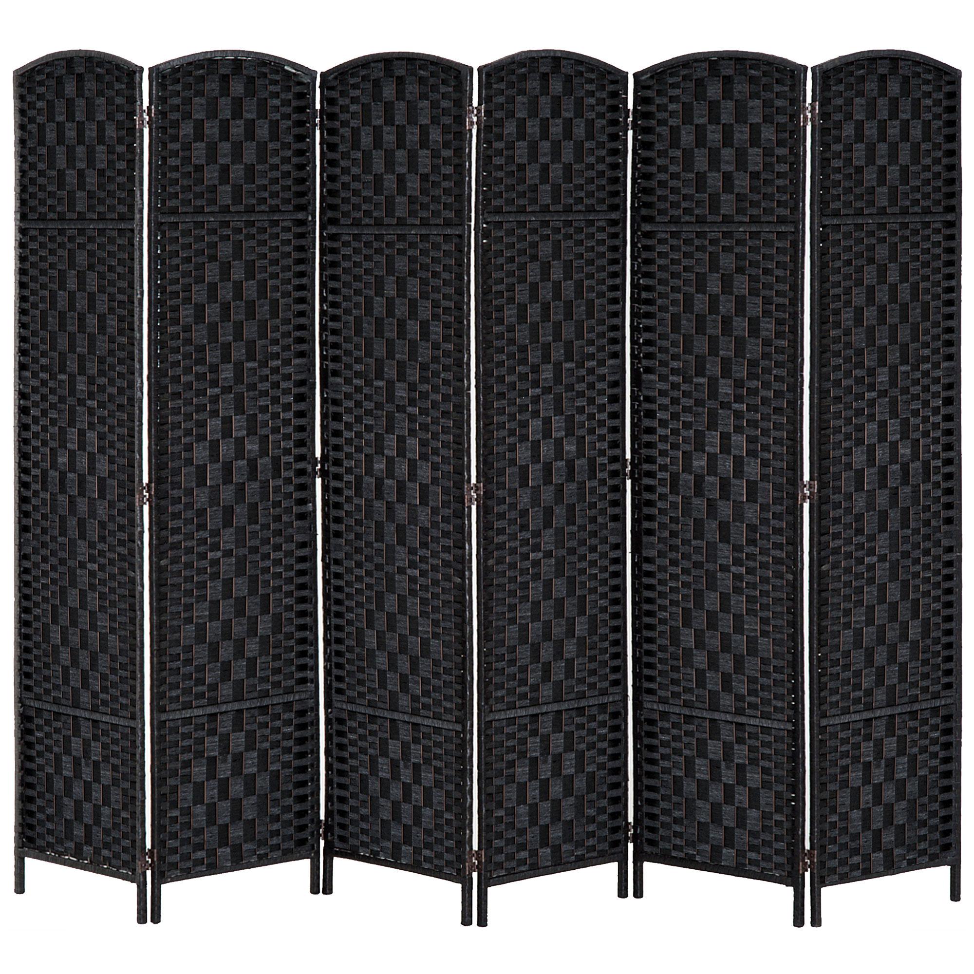 Black Wicker Six Panel Divider with Arched Tops