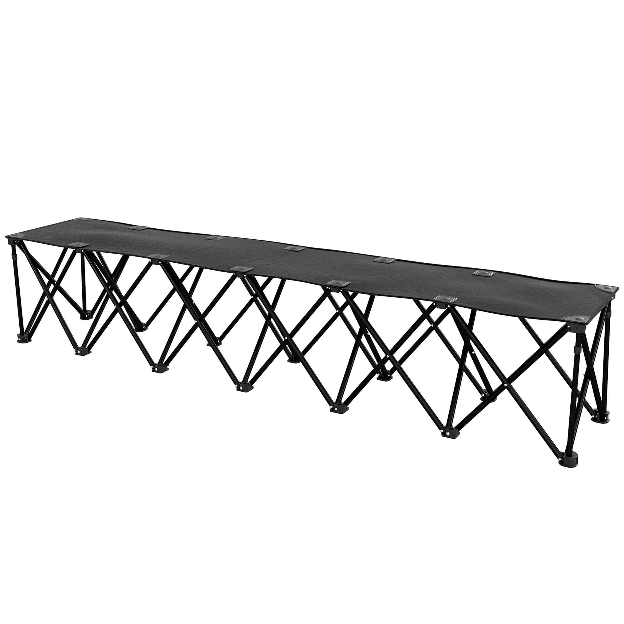 Black Six-Seat Folding Bench with Carry Bag for Teams