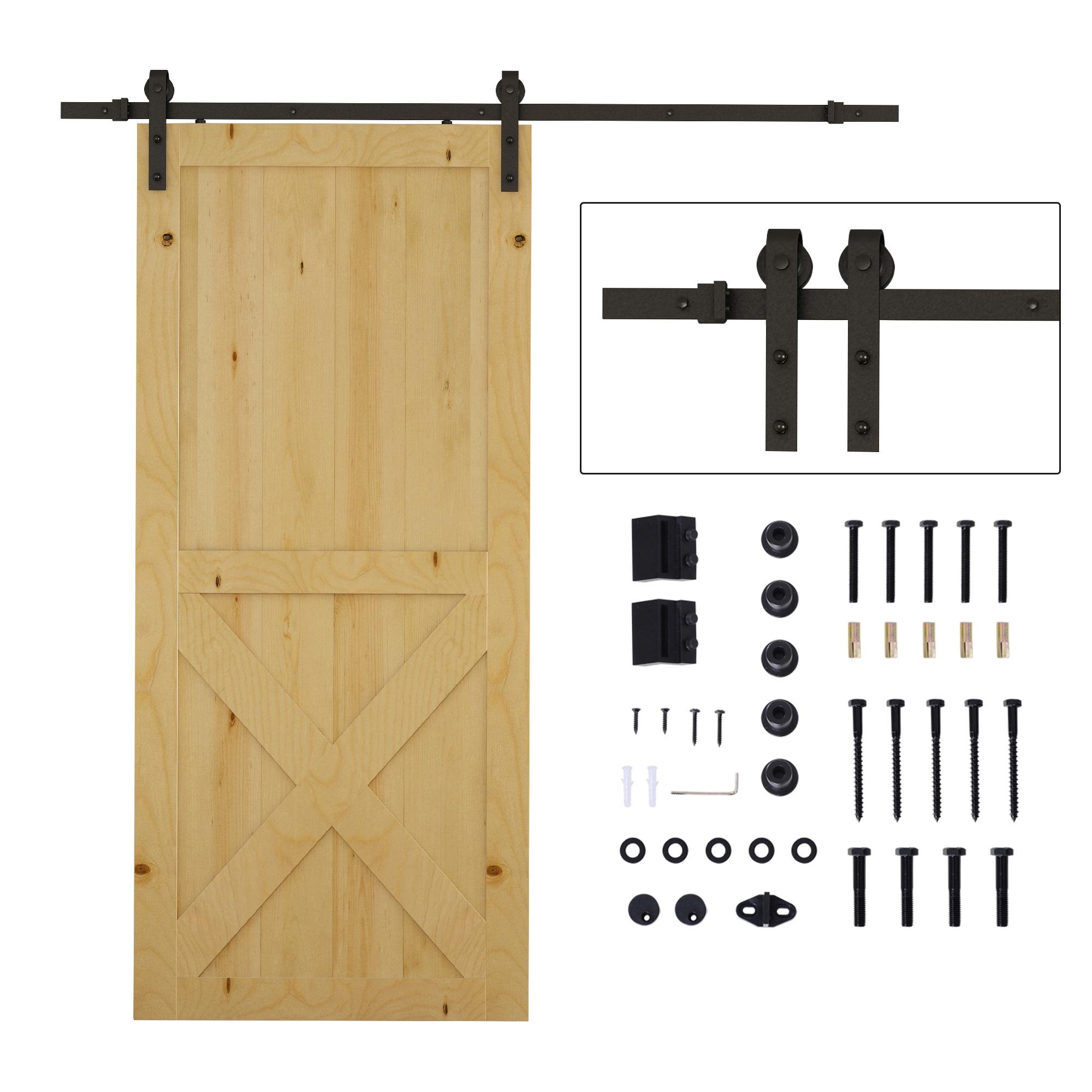 Black Carbon Steel Barn Door Track Kit, 200 cm