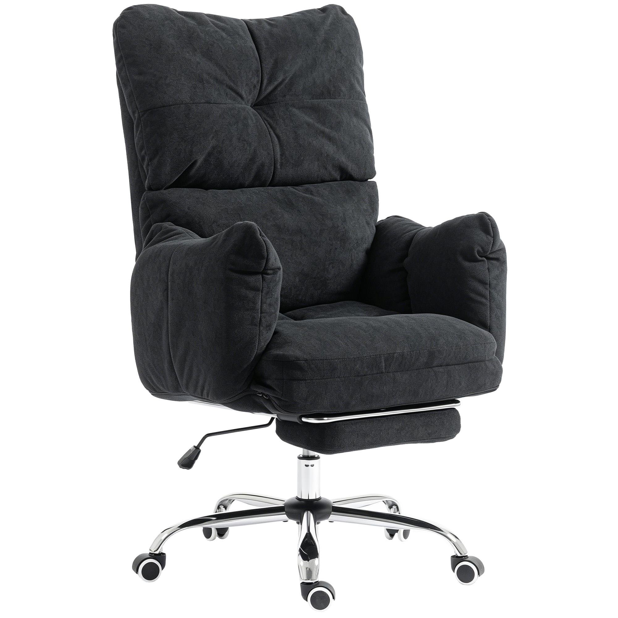 Black Snow Flannel Office Chair, 155° Recline