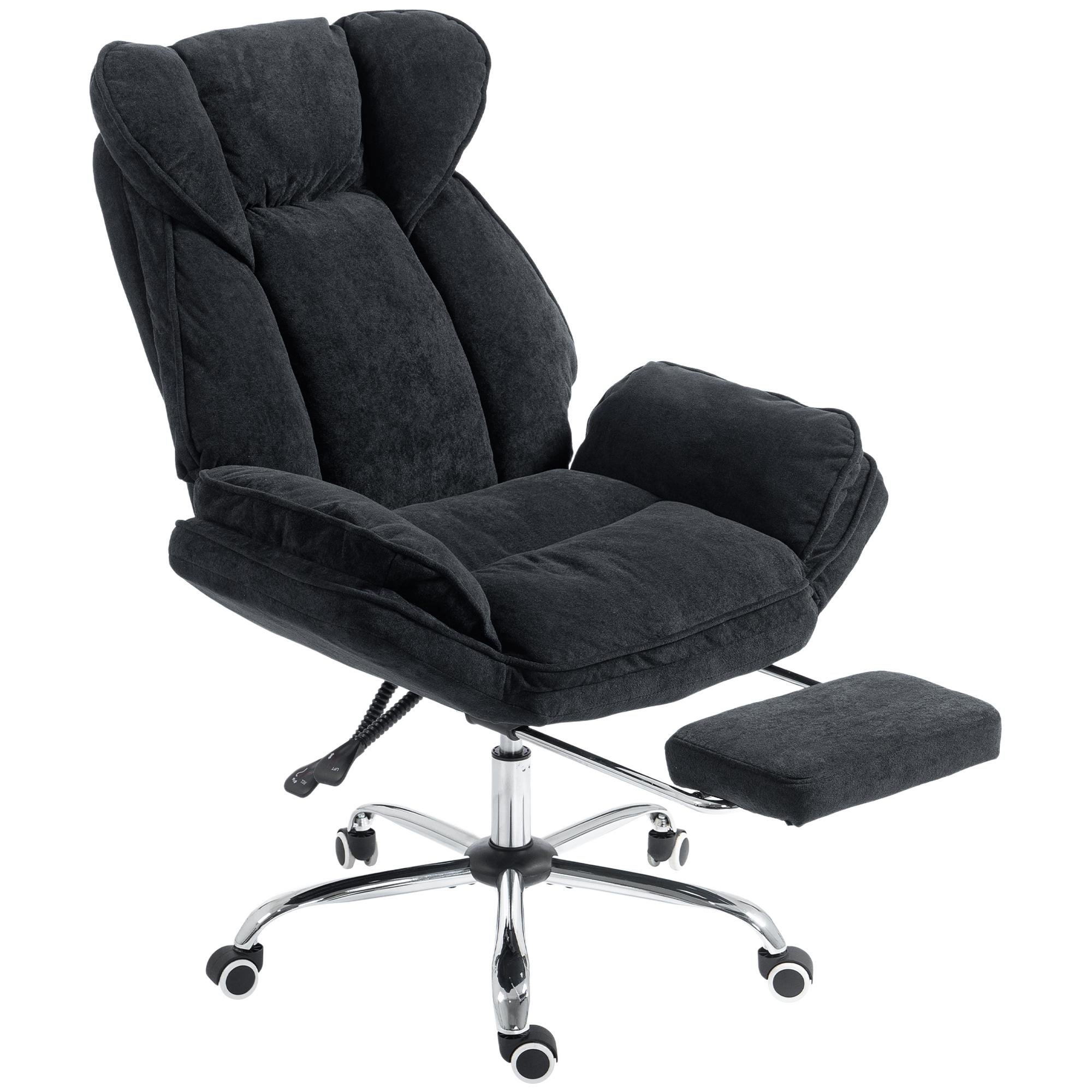 Black Snowflake Velvet Chair with Footrest for Home Office