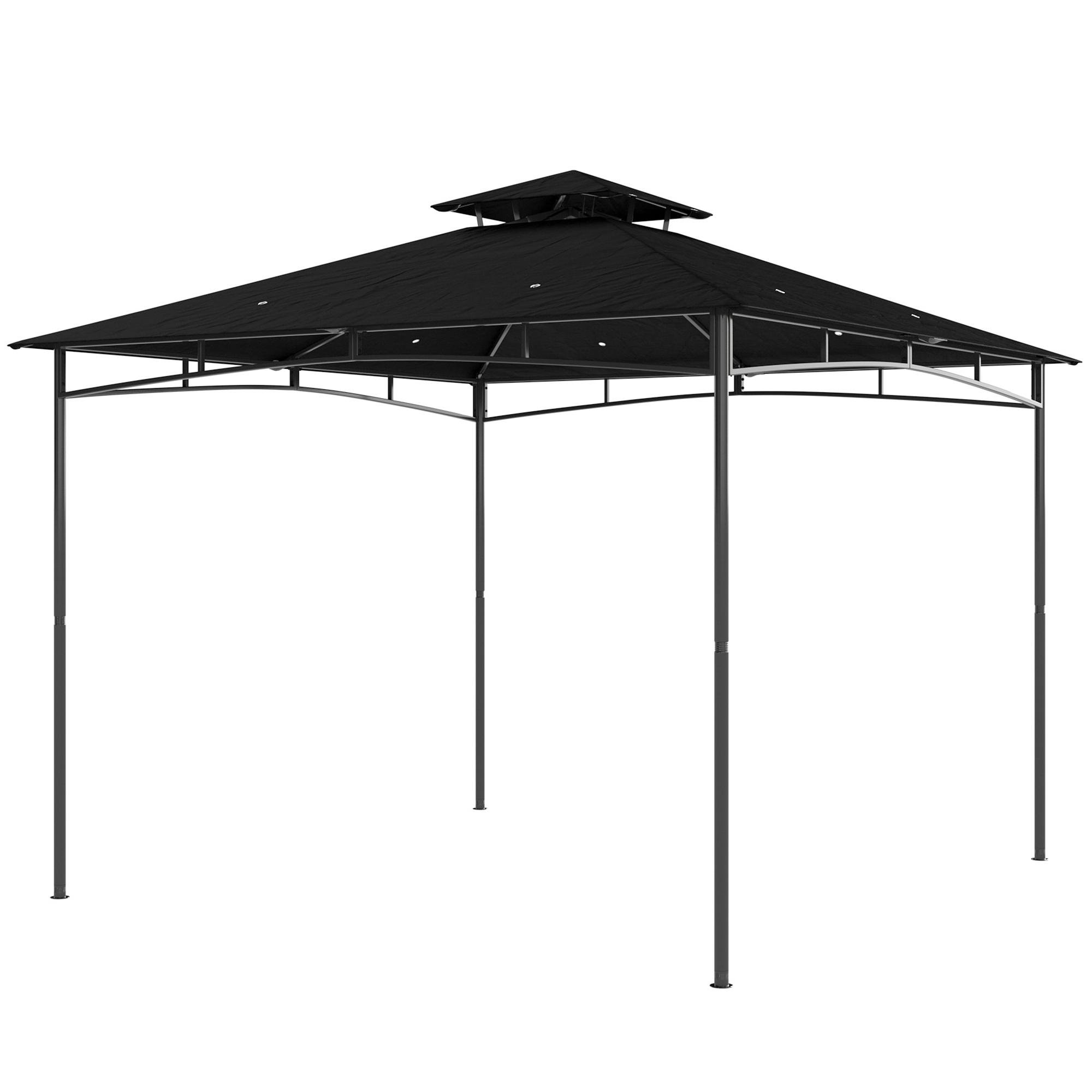 Black 3m Two-Tier Gazebo with Waterproof UPF 50+ Roof